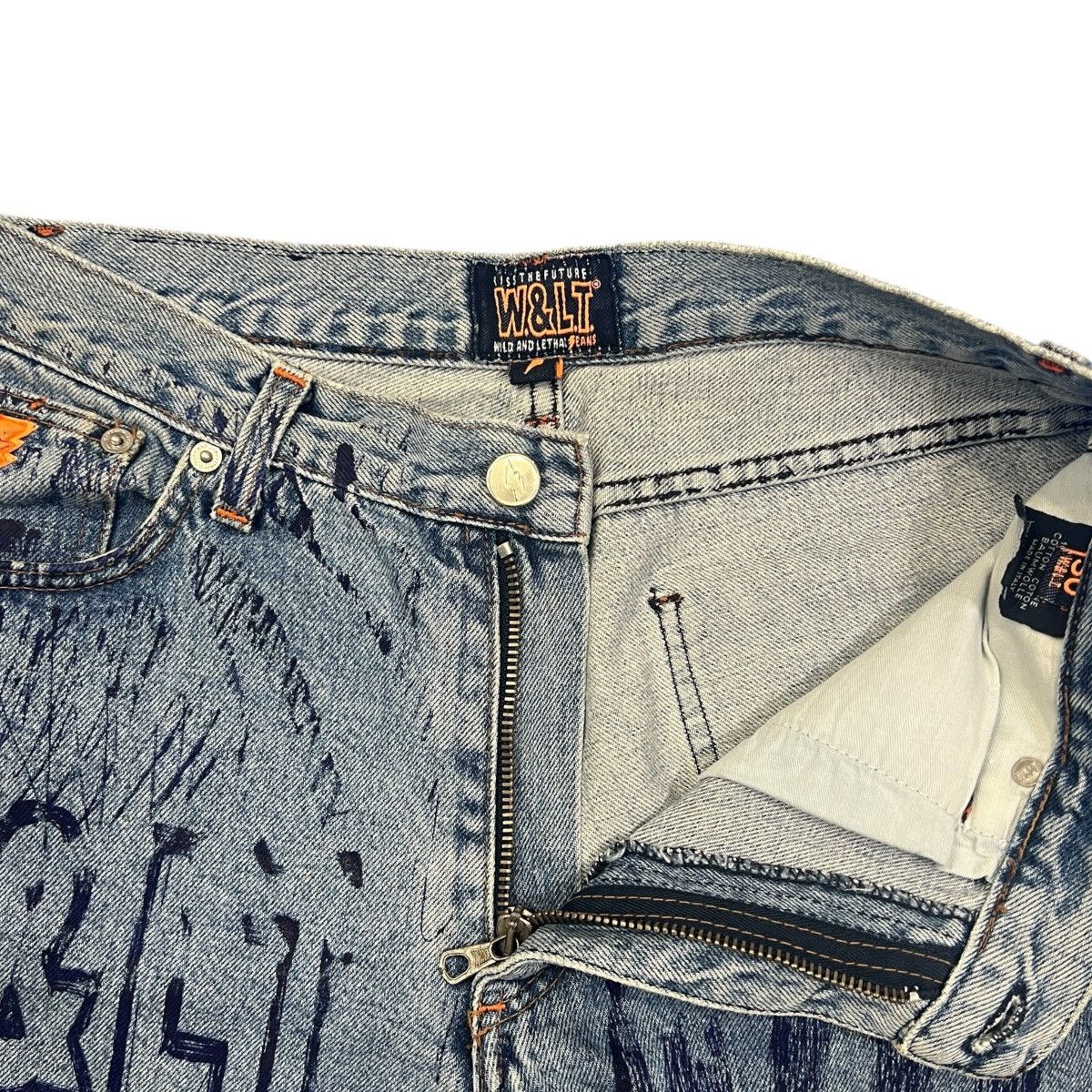 Walter Van Beirendonck WALTER VAN BEIRENDONCK 90's Graffiti Cropped Denim Pants Size US 30 / EU 46 - 3 Thumbnail