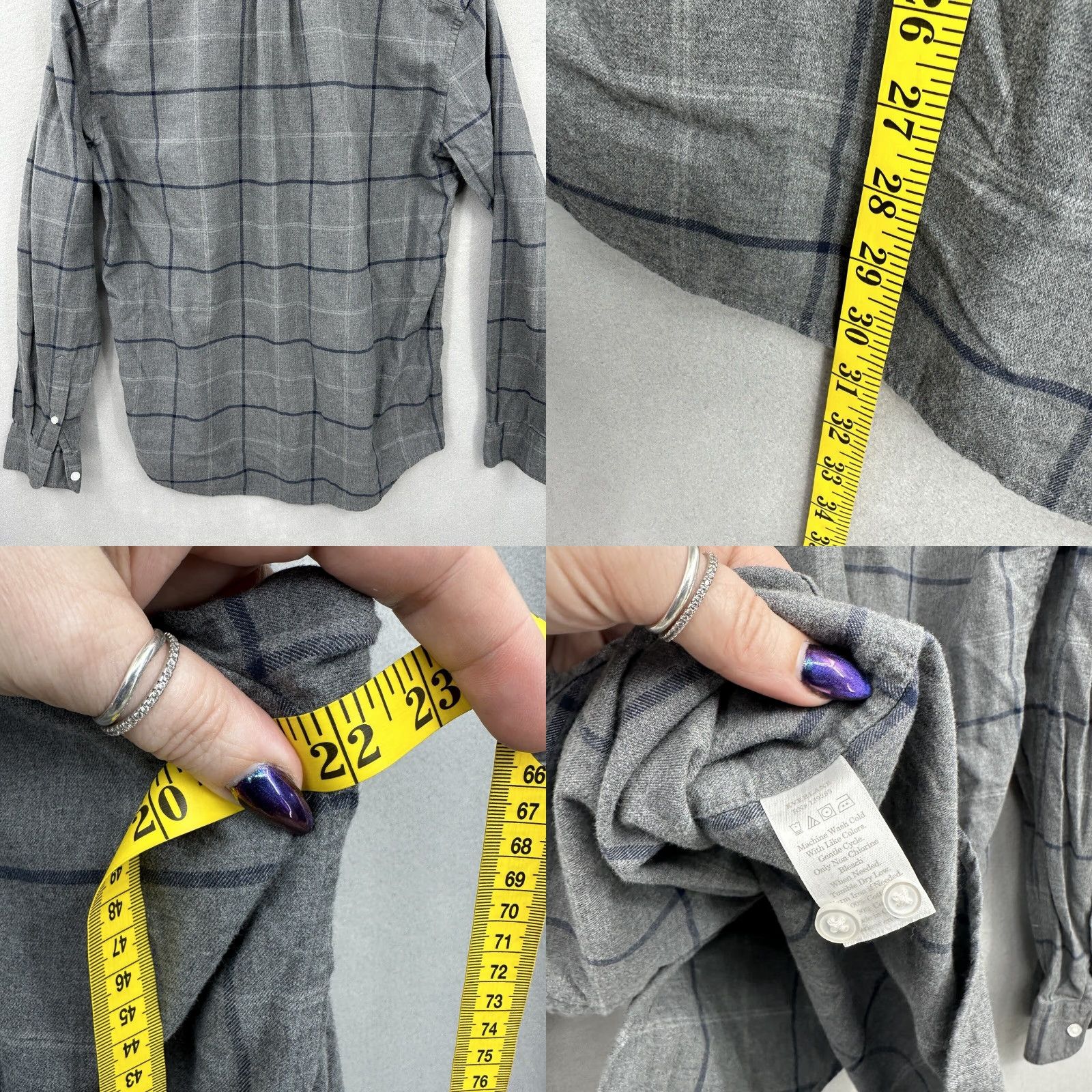 Everlane Everlane Shirt Women M Gray Flannel Button-Up Check Casual Pocket Preppy 90s Theme Mens Womens Girls Size M / US 6-8 / IT 42-44 - 8 Thumbnail