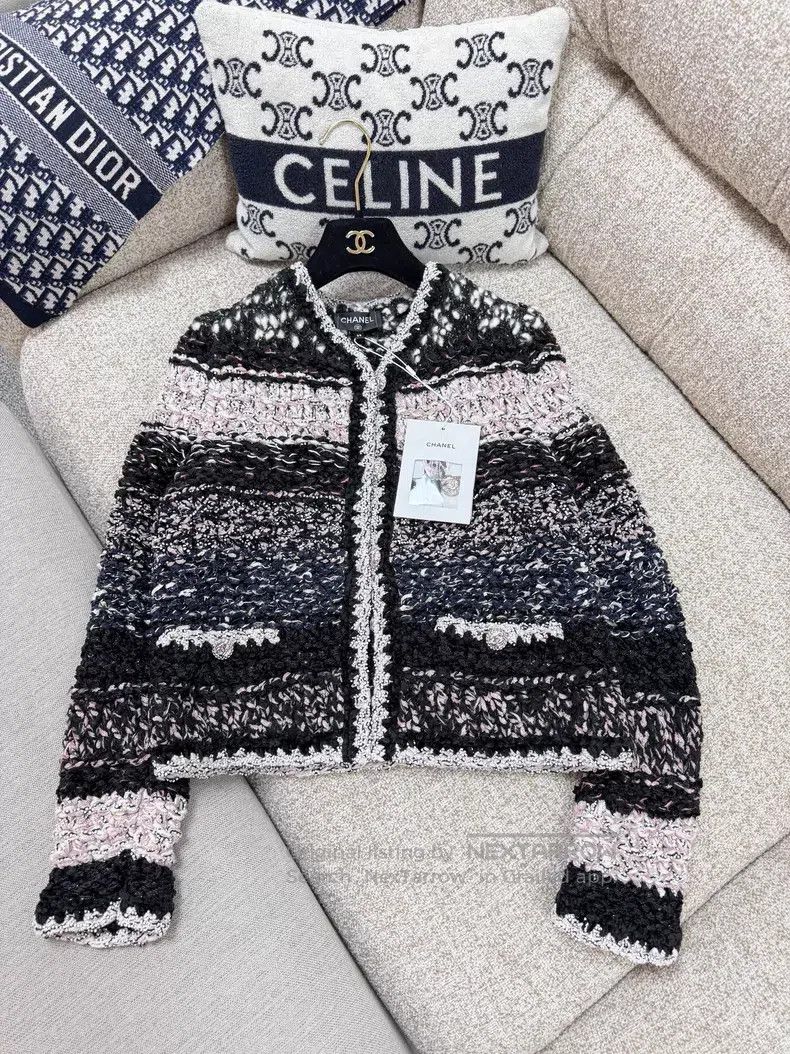 Chanel Chanel Heavy industry beaded pink black mixed color knitte Size XS / US 0-2 / IT 36-38 - 2 Thumbnail