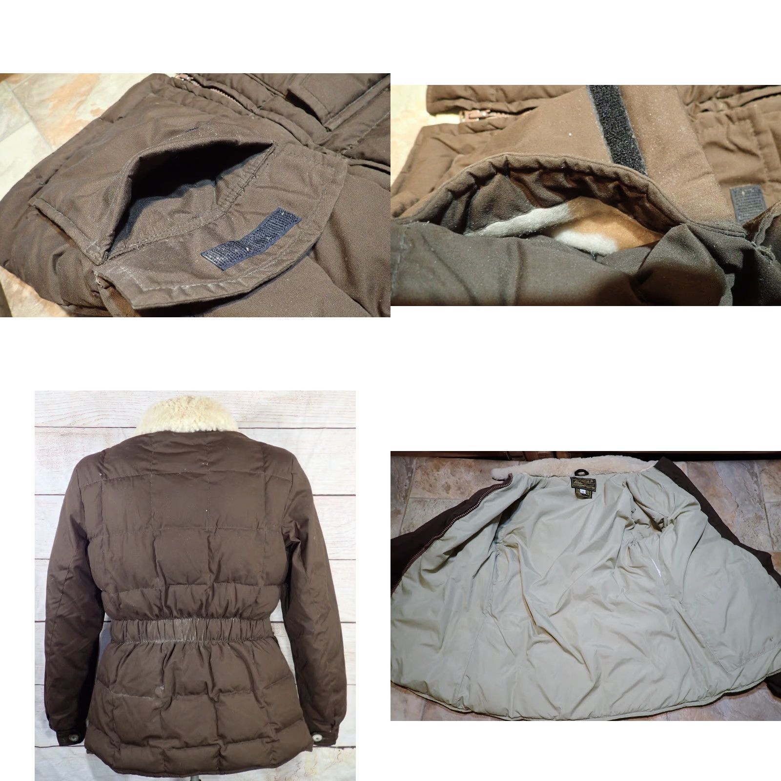 Eddie Bauer VINTAGE Eddie Bauer JACKET | 80s Puffer Women’s Medium Brown Down? Fur-Like Collar Insulated Full Zip Quilted Distressed 90s Classic Designer Size M / US 6-8 / IT 42-44 - 8 Thumbnail