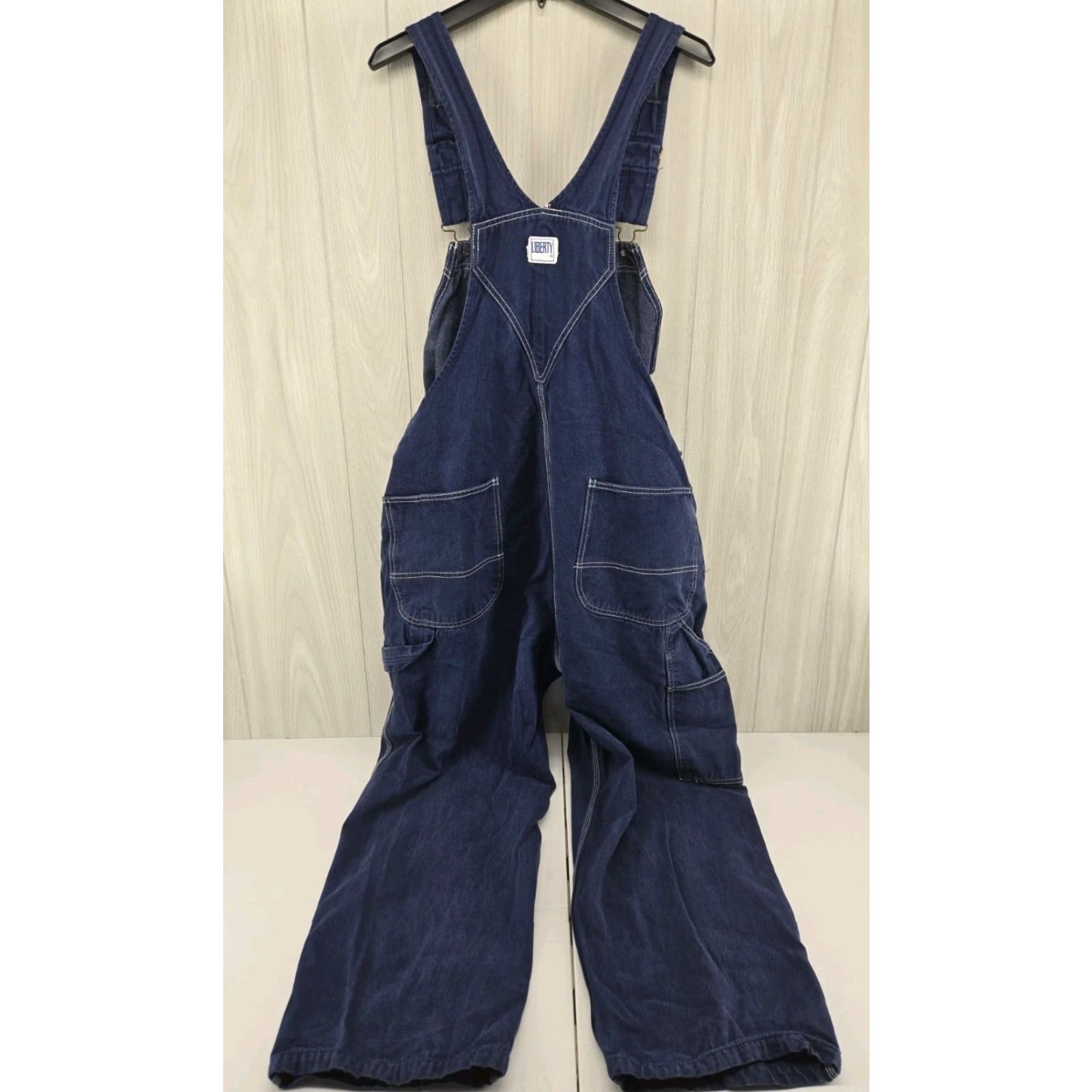 Denime VINTAGE Liberty Overalls Bib 46x30 Blue Denim Carpenter Farm Worker Bibbed Jeans Size US 30 / EU 46 - 7 Thumbnail