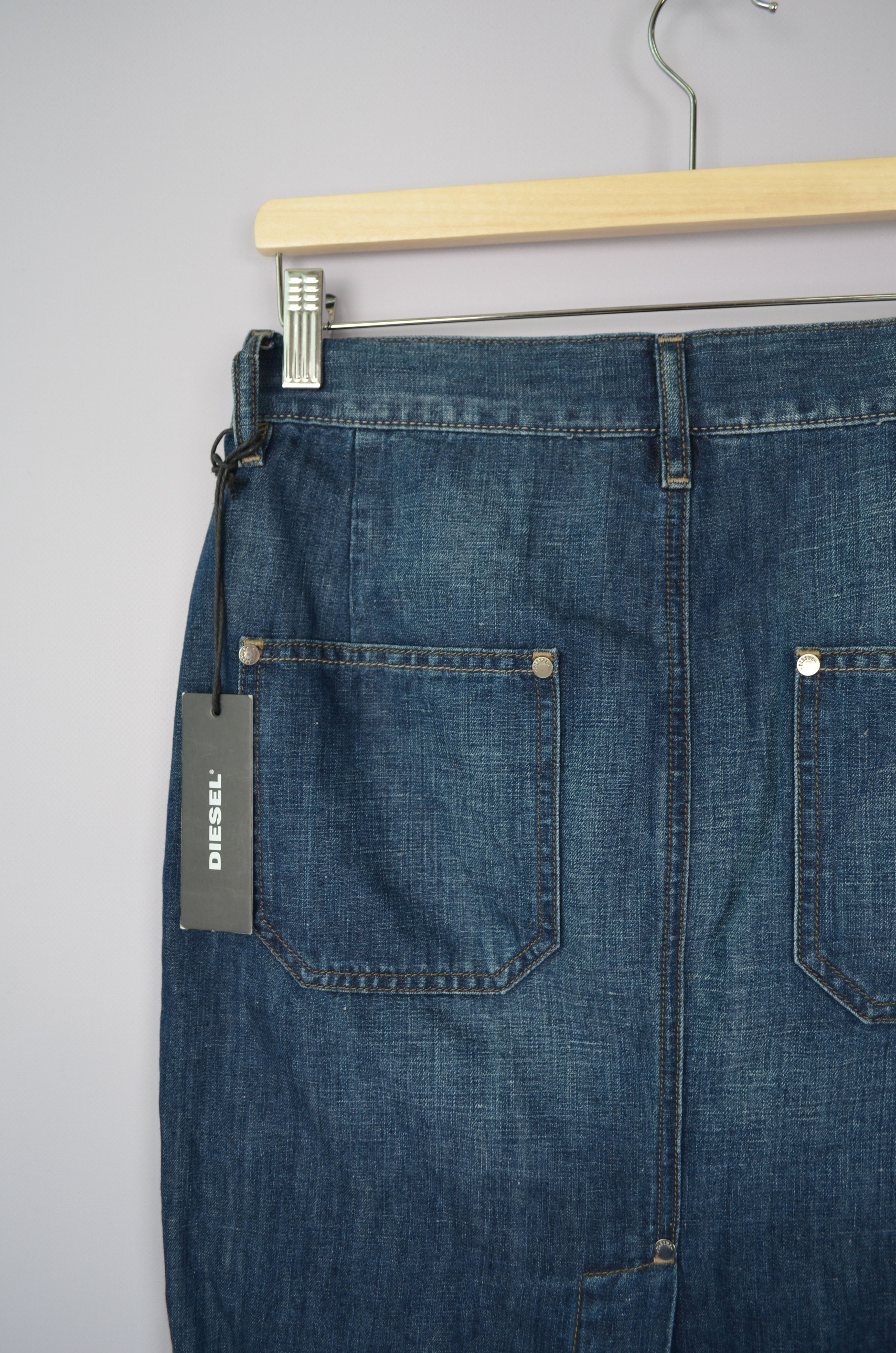 Designer × Diesel Diesel Blue Denim Cotton/Linen Skirt Size W27 NWT Size 27" / US 4 / IT 40 - 7 Thumbnail