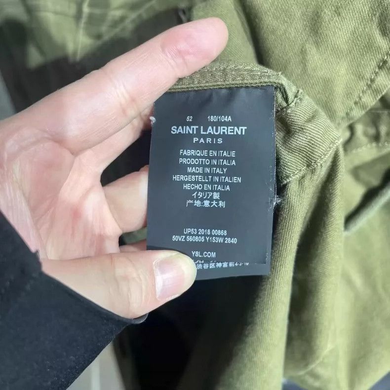 Saint Laurent Paris Saint Laurent Military Green Embroidered Jacket Size US L / EU 52-54 / 3 - 8 Thumbnail