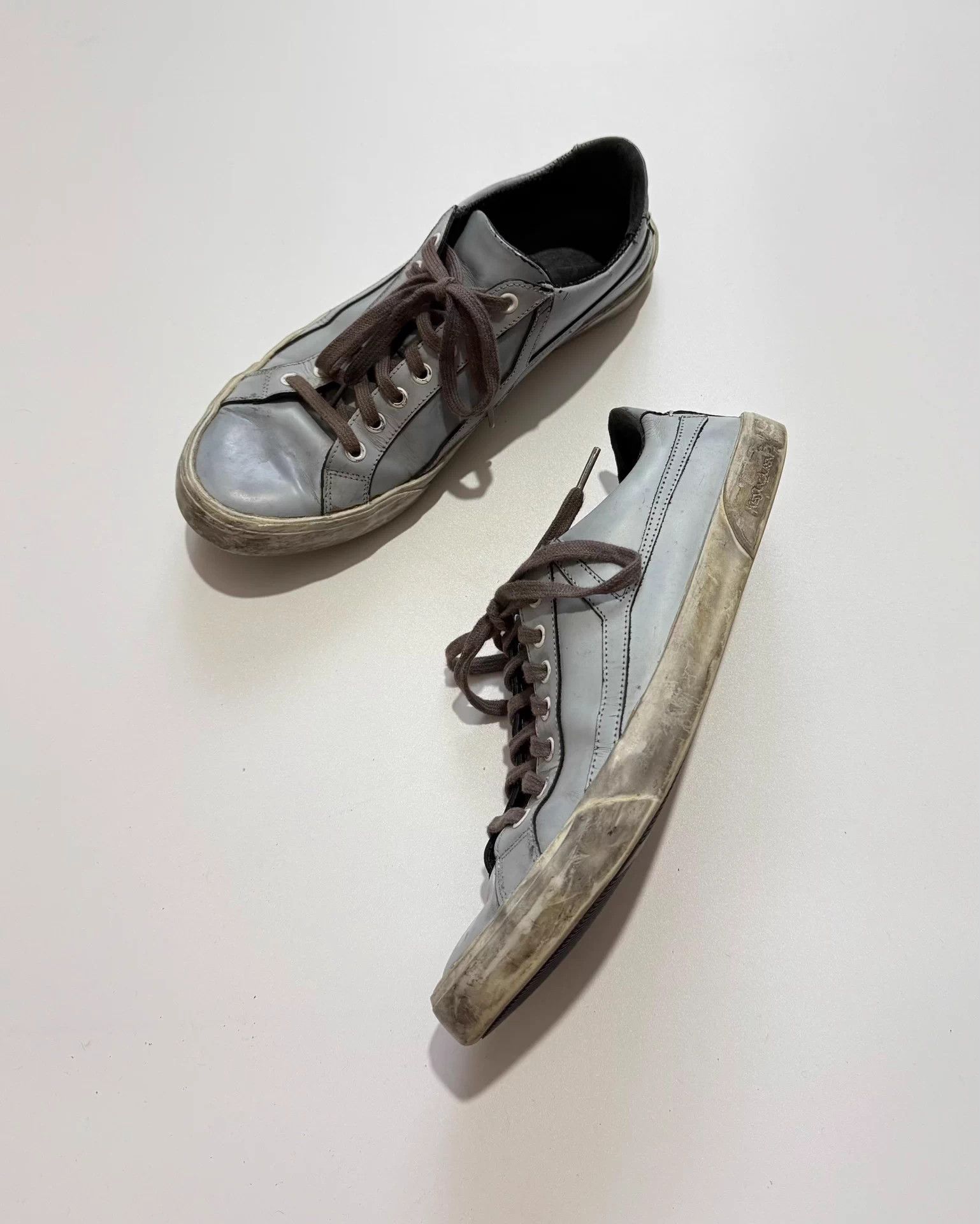 Saint Laurent Paris Saint Laurent Distressed Leather Low Top Sneakers - Size 40 Size US 7 / EU 40 - 1 Thumbnail