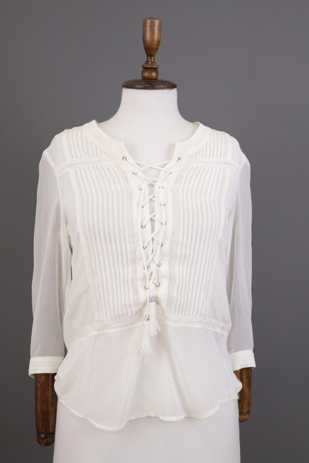 The Kooples The Kooples White Summer Mesh Peasant Shirt Size M Size M / US 6-8 / IT 42-44 - 1 Thumbnail