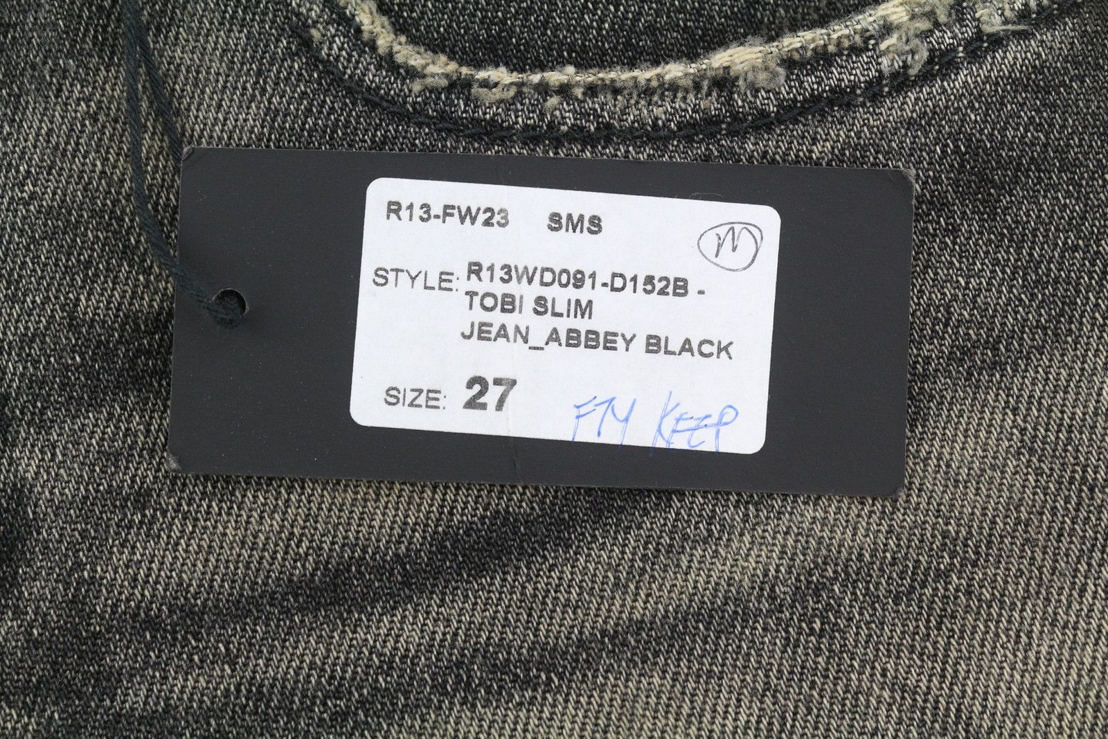 R13 TOBI SLIM 27 Washed Distress Zip Straight Abbey 84443 Size 27" / US 4 / IT 40 - 7 Thumbnail