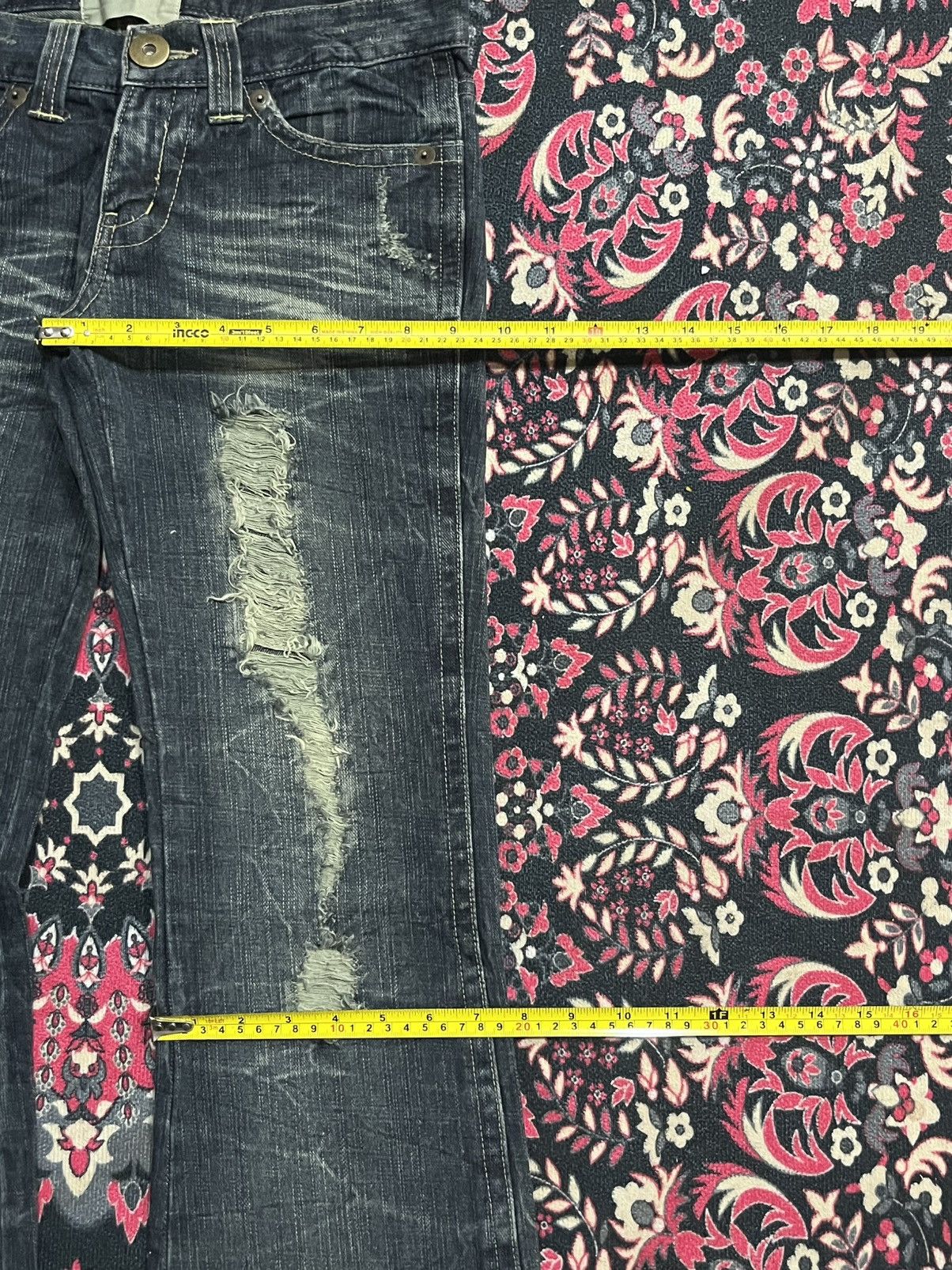 If Six Was Nine Japanese Brand Cook Cracked Washed Distressed Flare Jeans Size 30" / US 8 / IT 44 - 13 Thumbnail