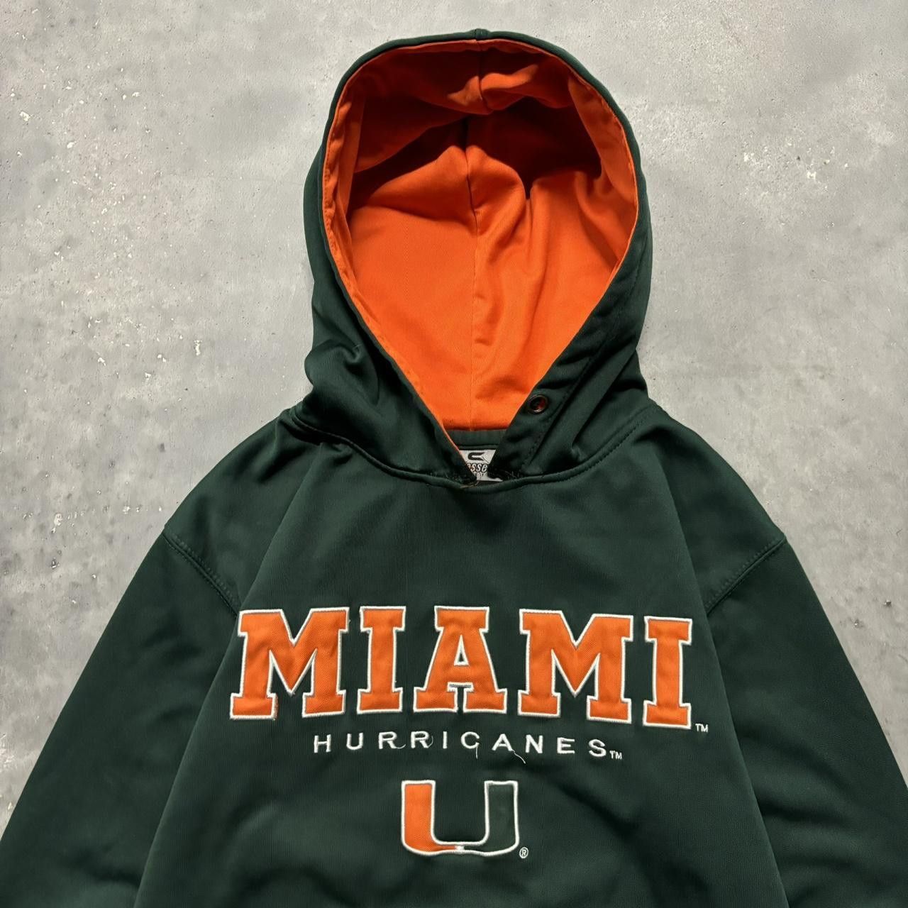 Vintage Crazy Vintage Y2K/2000s Green Miami Hurricanes College Essential Hoodie! Size US L / EU 52-54 / 3 - 2 Thumbnail
