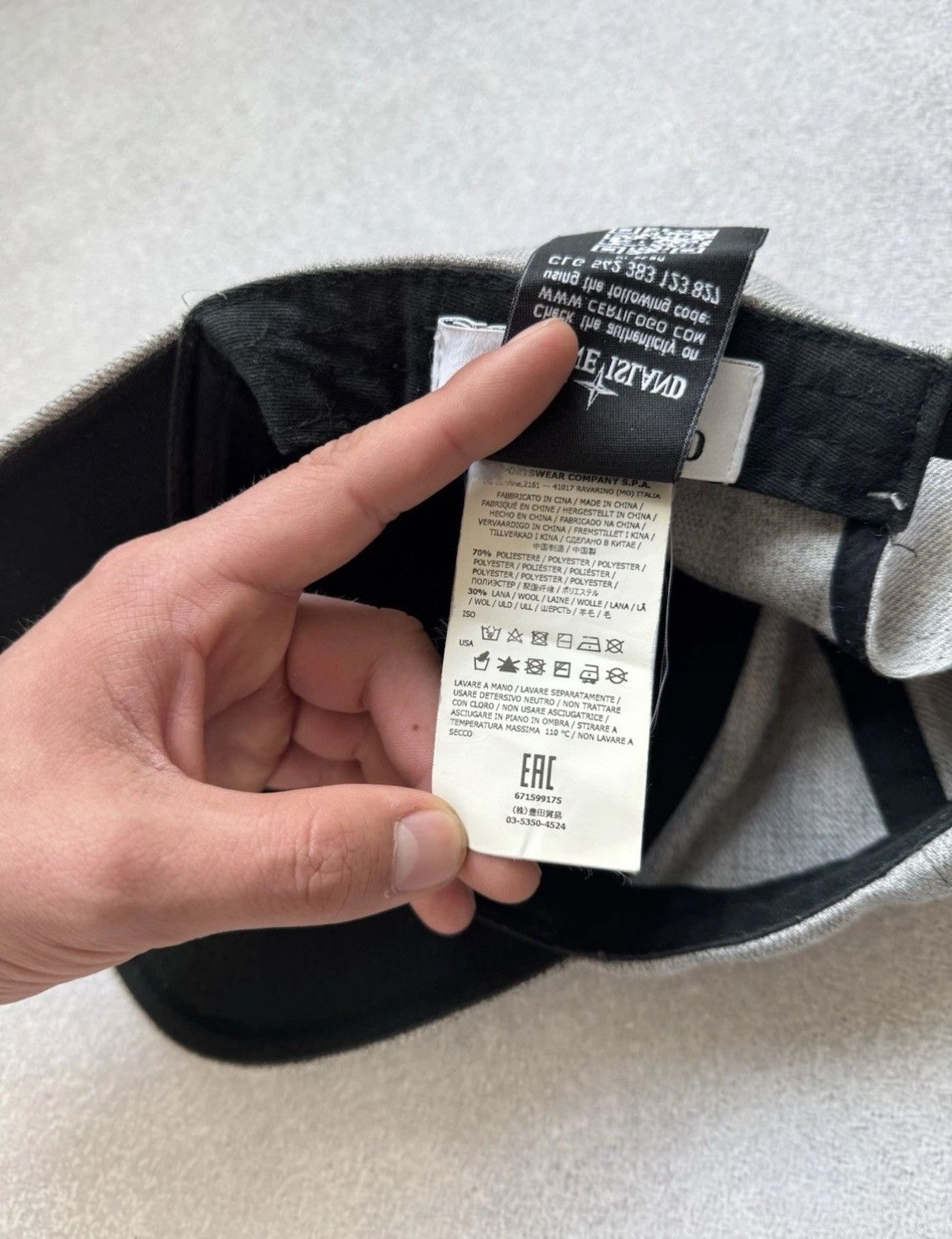 Stone Island Stone Island Big Logo Gray Polyester - Wool Cap Men Size L Size ONE SIZE - 11 Thumbnail