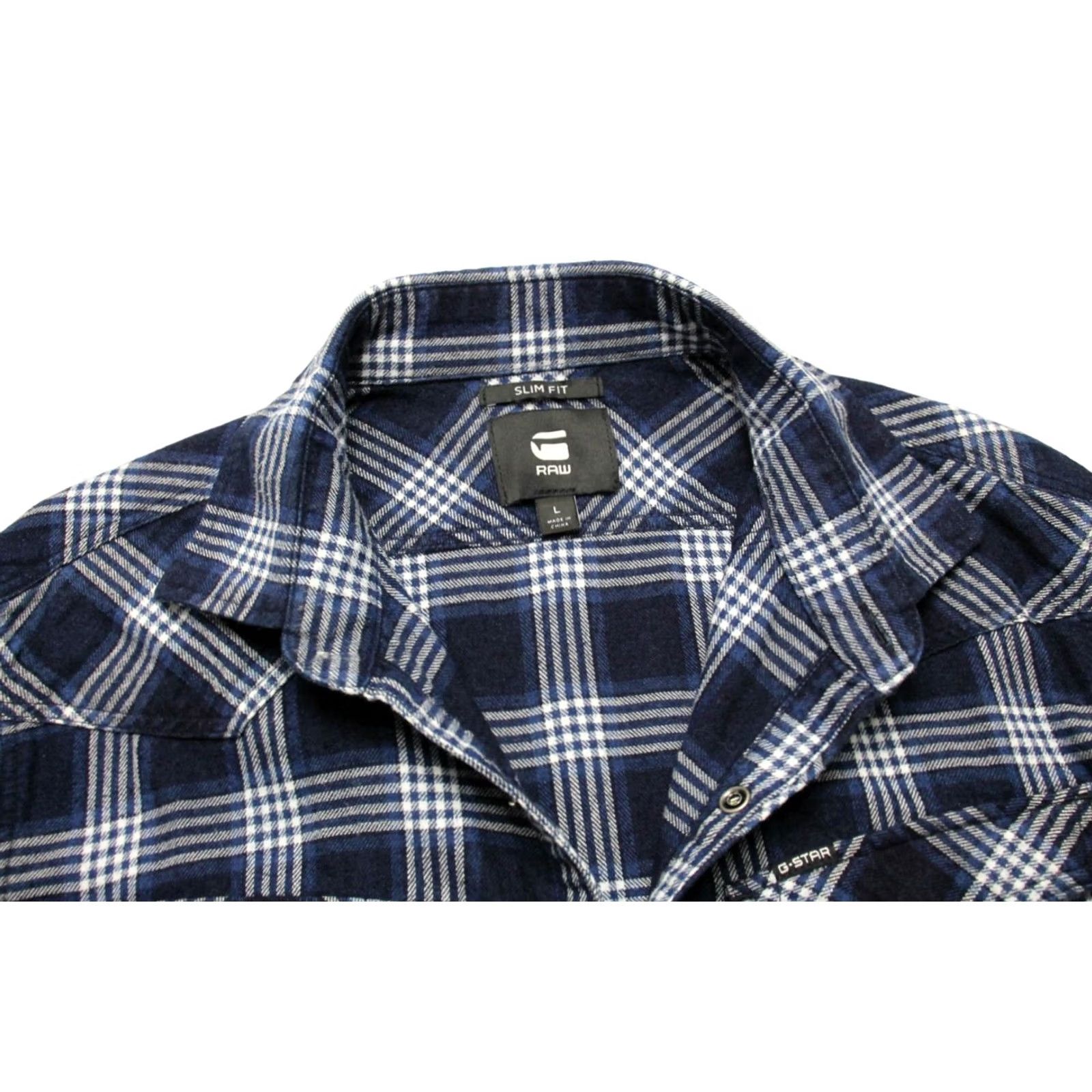 G-Star G-STAR 3301 Slim Fit Shirt Men's LARGE Blue Checked Patched Chest Pockets Button-Up Casual Everyday Shirt MensL Blue Checked Slim Fit Shirt Size US L / EU 52-54 / 3 - 4 Thumbnail