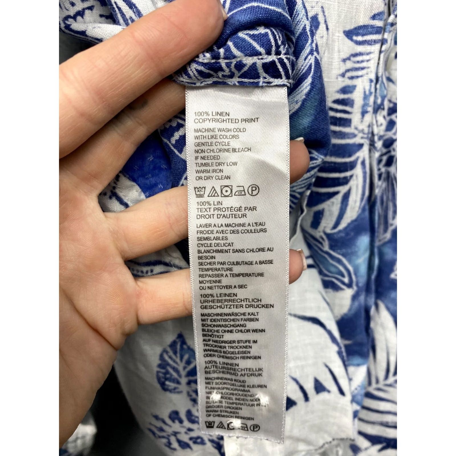 Tommy Bahama Tommy Bahama Linen Hawaiian Shirt Mens L Shirt Floral Pattern Long Sleeve Button-Up Blue Multicolor Old School Hawaiian Theme Mens Size L Size US L / EU 52-54 / 3 - 6 Thumbnail