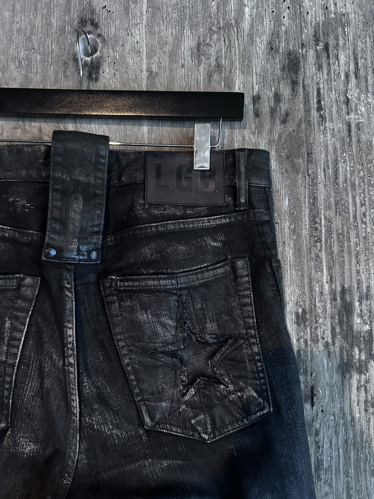Le Grande Bleu (L.G.B.) LGB WAXED BLACK DENIM Size US 31 - 3 Thumbnail