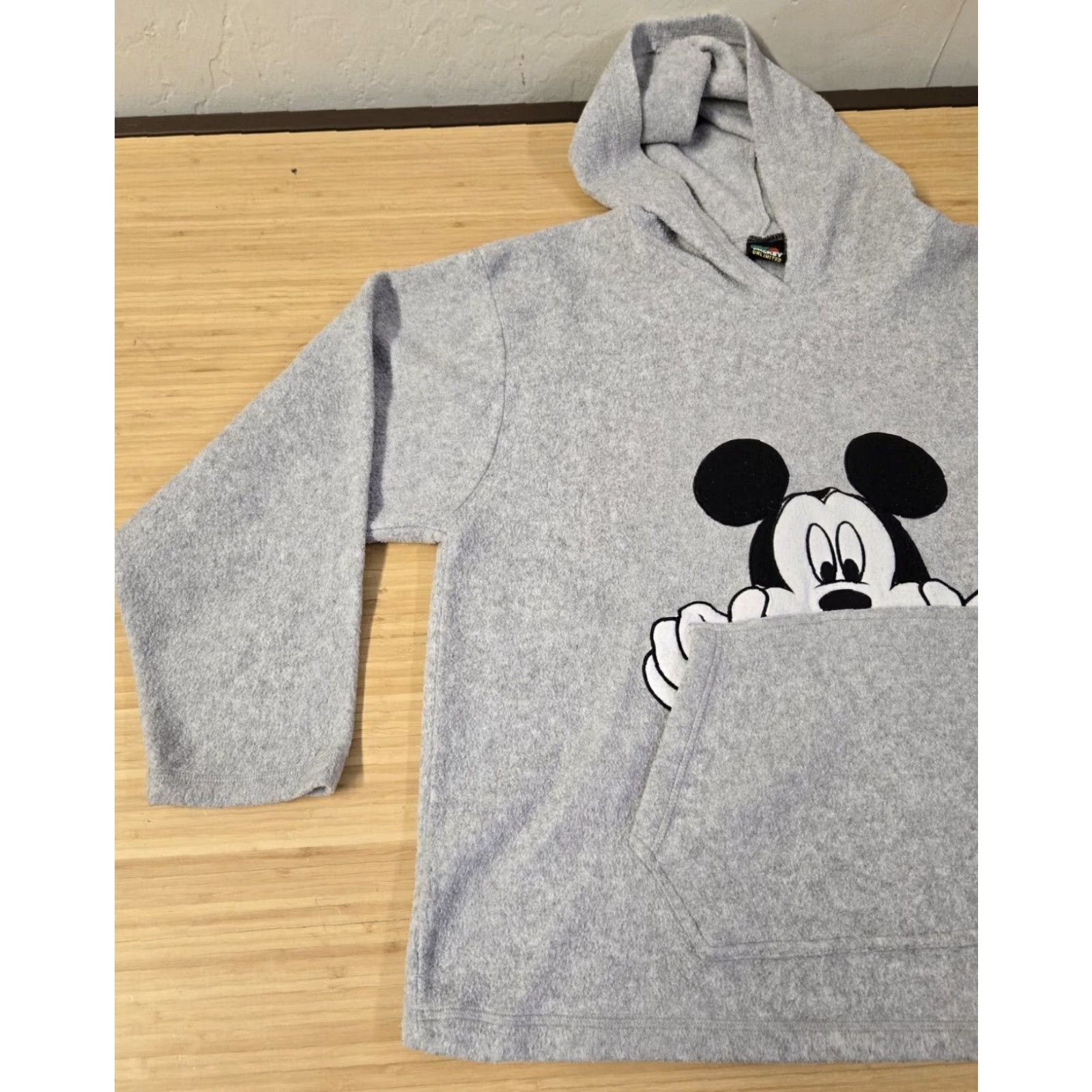 Disney Disney Mickey Unlimited Fleece Hoodie Women L Gray Long Sleeve Hooded Pullover Embroidered Mickey Mouse Pockets Solid Cartoon Womens Size L / US 10 / IT 46 - 3 Thumbnail
