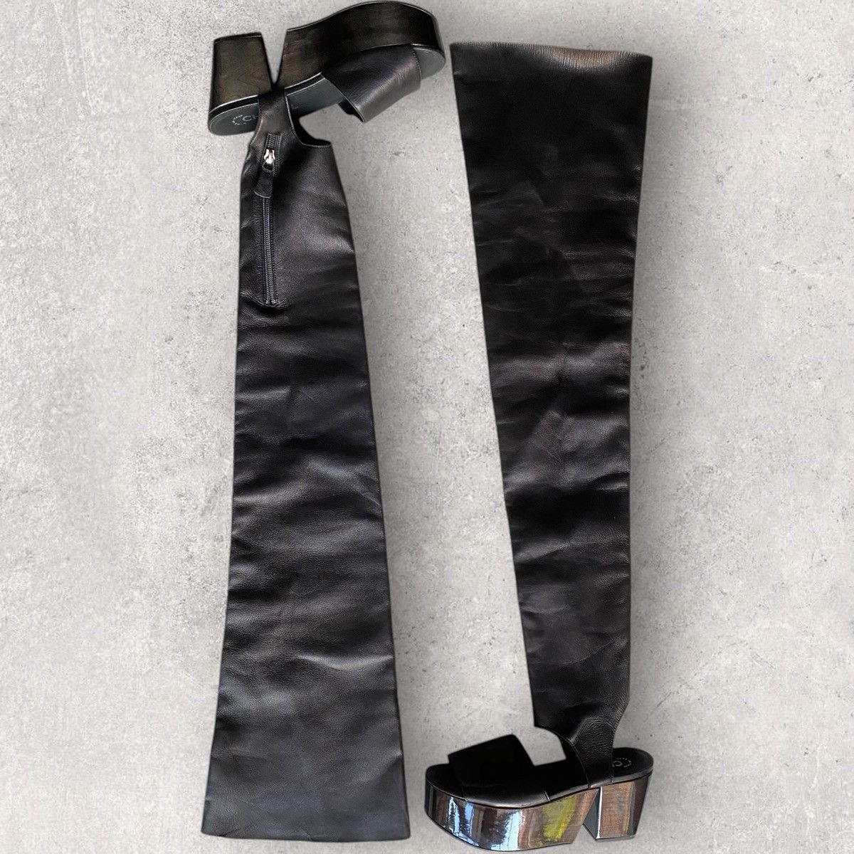 Chanel Runway SS11 Platform Open Toe Over Knee High Boots Size US 7 / IT 37 - 3 Thumbnail