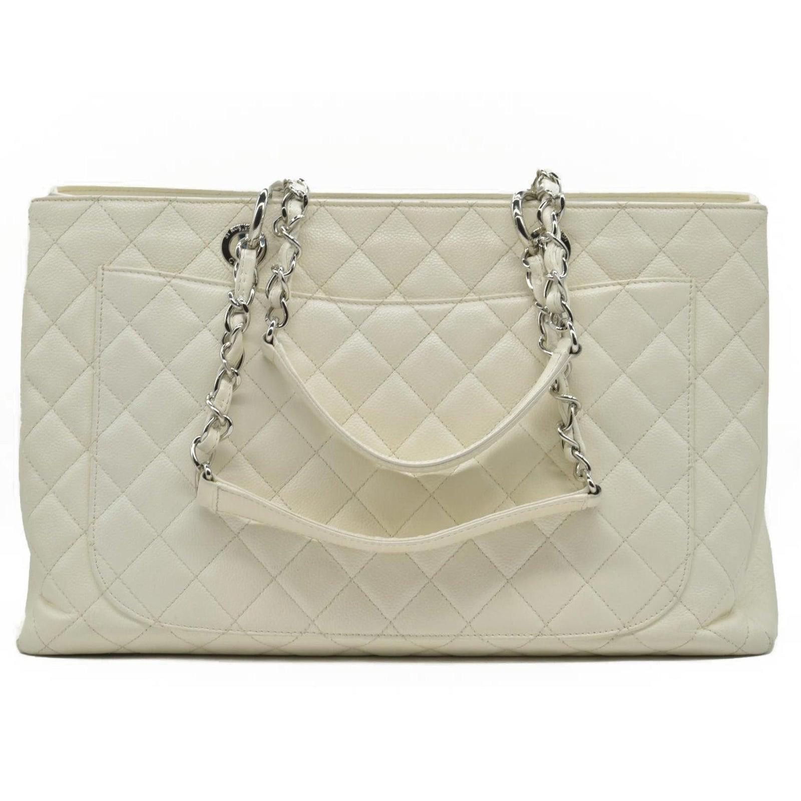 Chanel $3500 Chanel Caviar Quilted XL Grand Shopping Tote GST White Size ONE SIZE - 8 Thumbnail