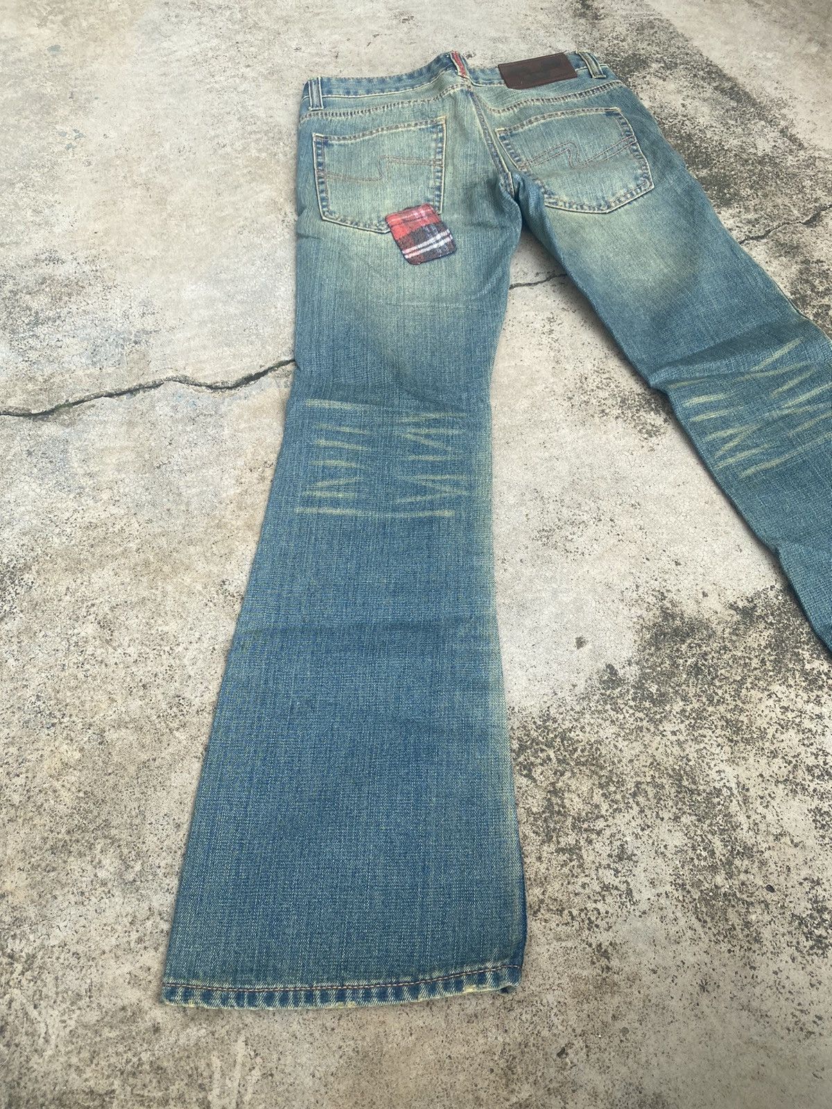 If Six Was Nine × Japanese Brand Flare Jeans Bonds & Peace Patchwork Fade Bootcut Size US 31 - 13 Thumbnail