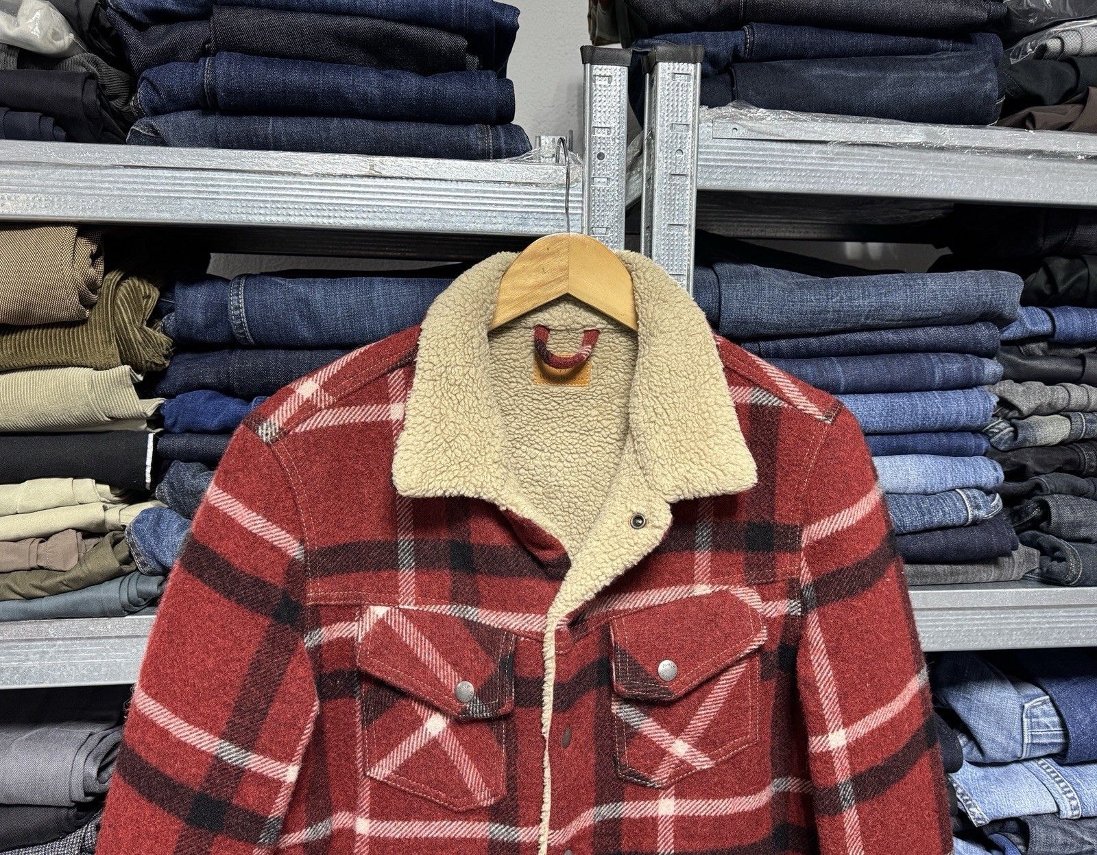 Nudie Jeans Nudie Jeans Lenny Wool Check Plaid Sherpa Boa Jacket Size US S / EU 44-46 / 1 - 4 Thumbnail