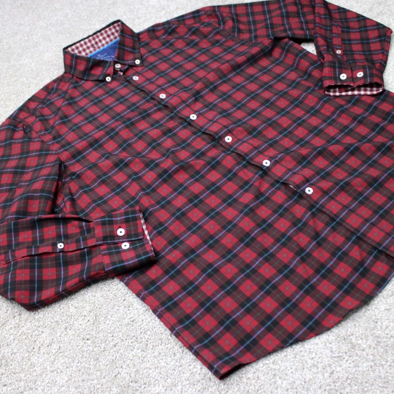Vintage Construct Shirt XL Red/Black Plaid Slim Fit 4-Way Stretch Button-Up L/S Men’s Vintage No Size US XL / EU 56 / 4 - 5 Thumbnail