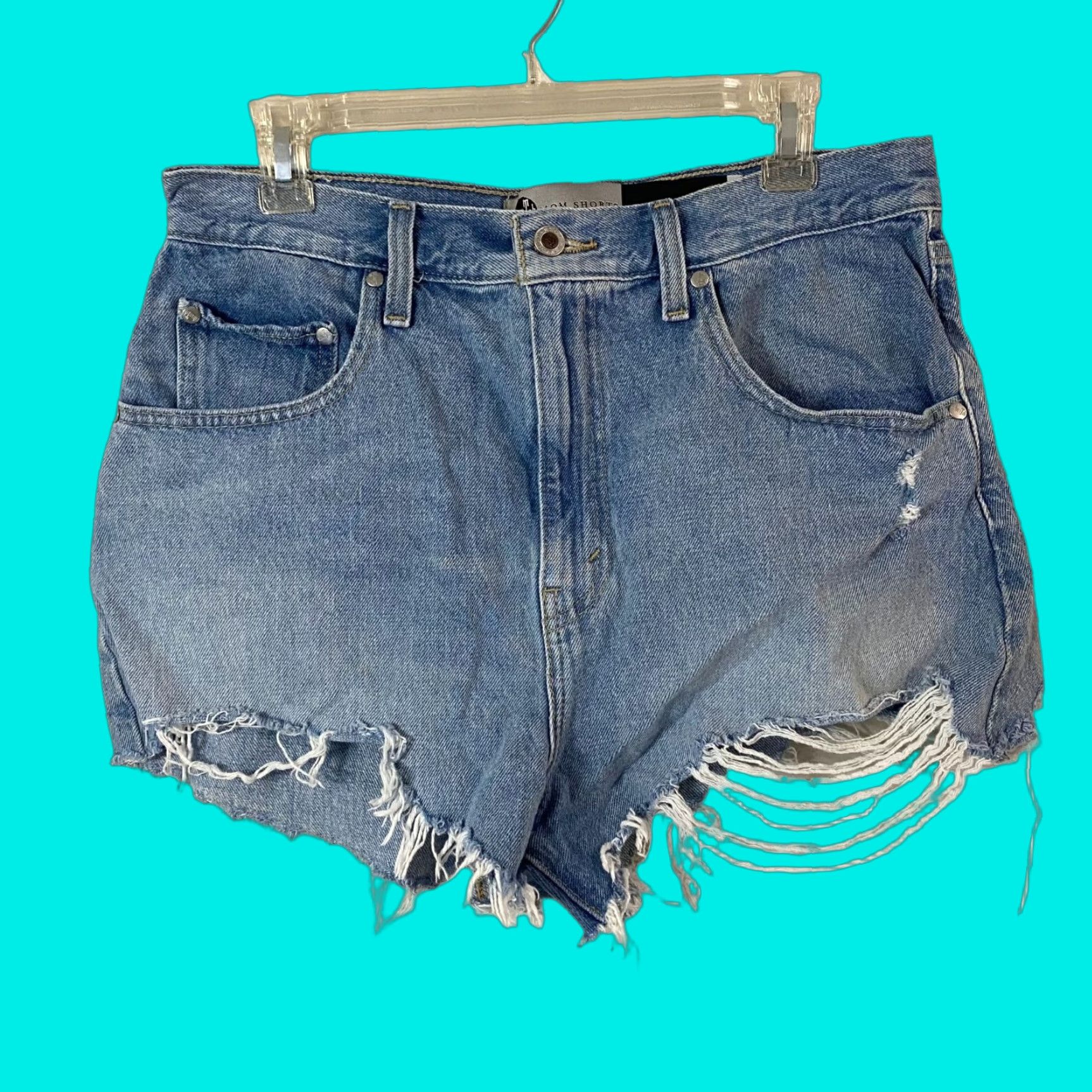 Levi's VINTAGE Levi's Silver Tab Blue Denim Cutoff Mom Shorts High Waist Womens 31 Inseam 3 in 5-Pocket Design Blue Size 24" / US 00 / IT 34 - 1 Thumbnail