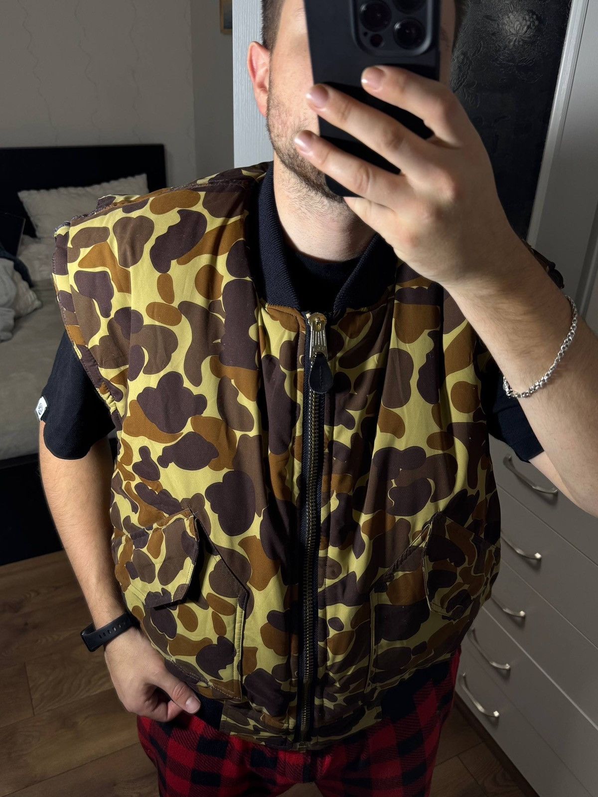 Other Men's Vintage Reversible MA-1 Vest Duck Camo & Orange Size US L / EU 52-54 / 3 - 4 Thumbnail