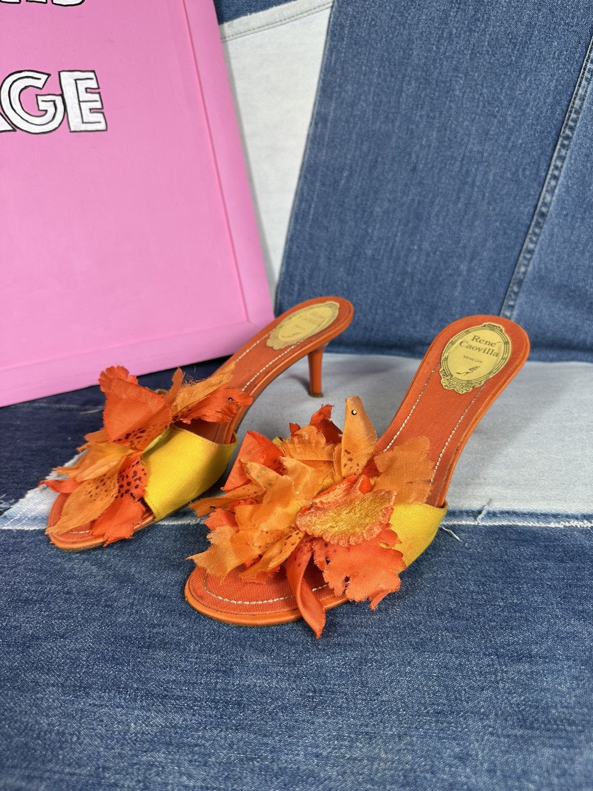 Rene Caovilla Vintage Rene Caovilla Open Pumps Heels Flowers Decoration Size US 8 / IT 38 - 3 Thumbnail