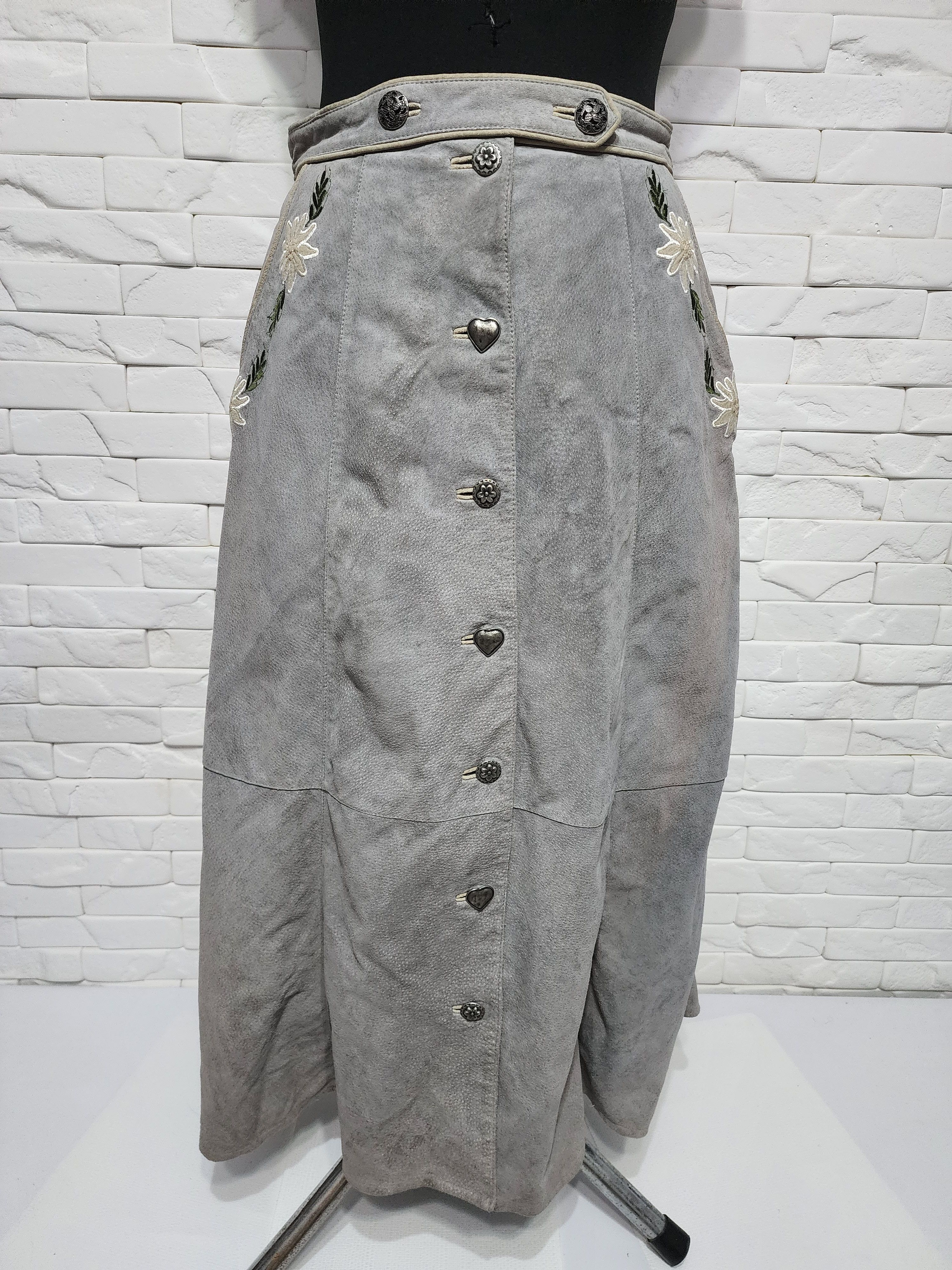 Other Maxi gray skirt made of genuine leather with buttons. Size 30" / US 8 / IT 44 - 1 Thumbnail