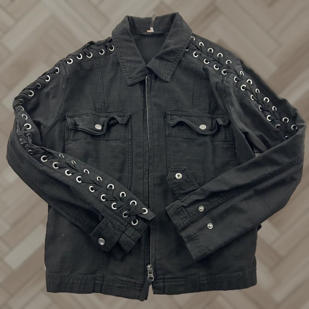 Free People Free People Jacket Women's XS Black Full Zip Grunge Basic Jacket Size XS / US 0-2 / IT 36-38 - 1 Thumbnail