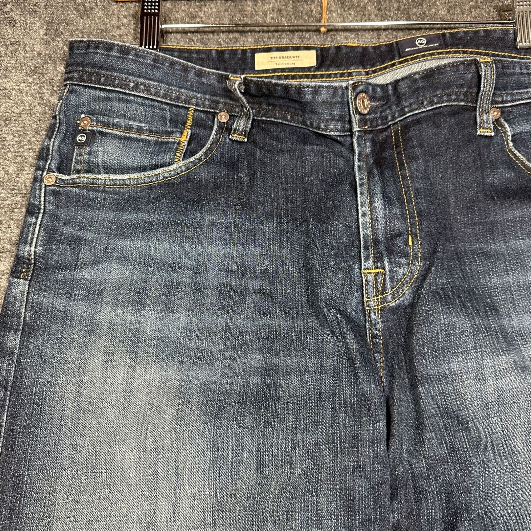 Vintage AG Adriano Goldschmied The Graduate Tailored Leg Jeans Mens 38 Denim Stretch Blue 5-Pocket Modern Classic Regular Mens Size US 38 / EU 54 - 4 Thumbnail