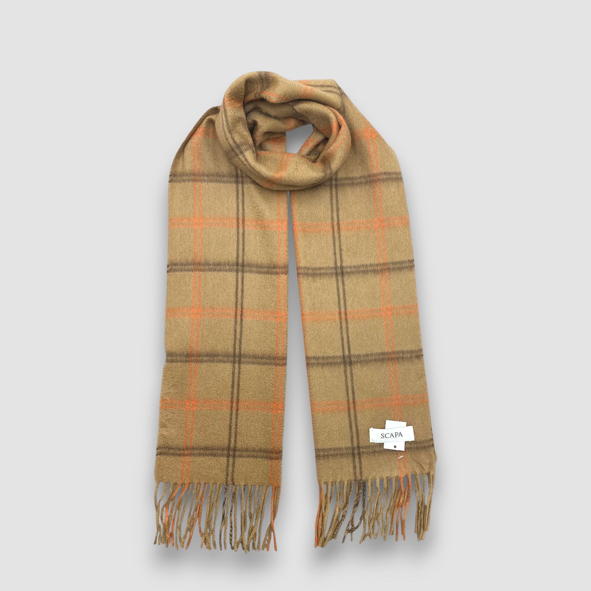 Japanese Brand Vintage Scapa Scarf Muffler Wool Plaid Fringe Neck Scarves Size ONE SIZE - 1 Thumbnail