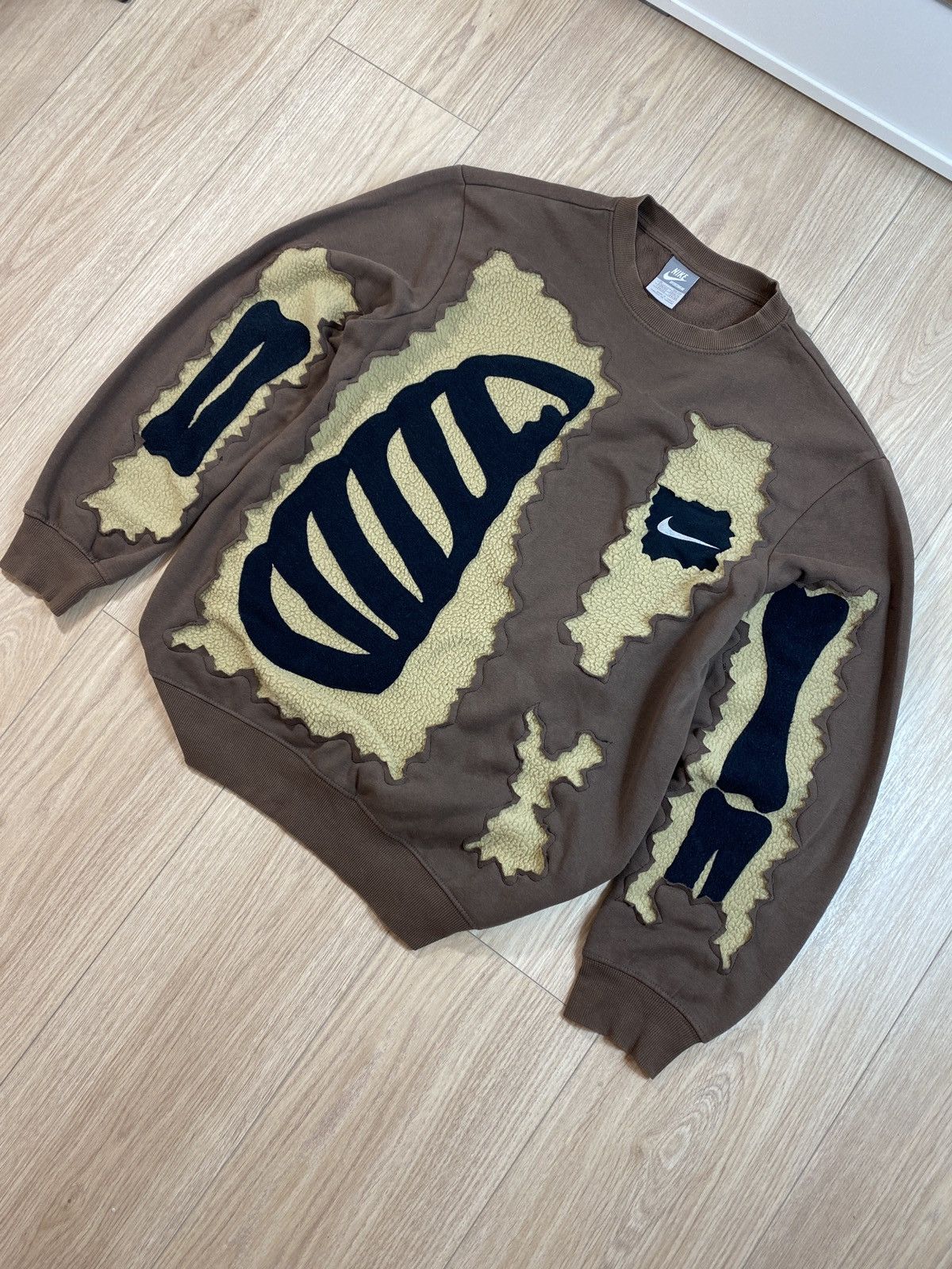 Japanese Brand × Nike × Vintage Nike Custom Skeleton Hoodie Skull Bones Vintage Y2K Brown 90 Size US M / EU 48-50 / 2 - 2 Thumbnail