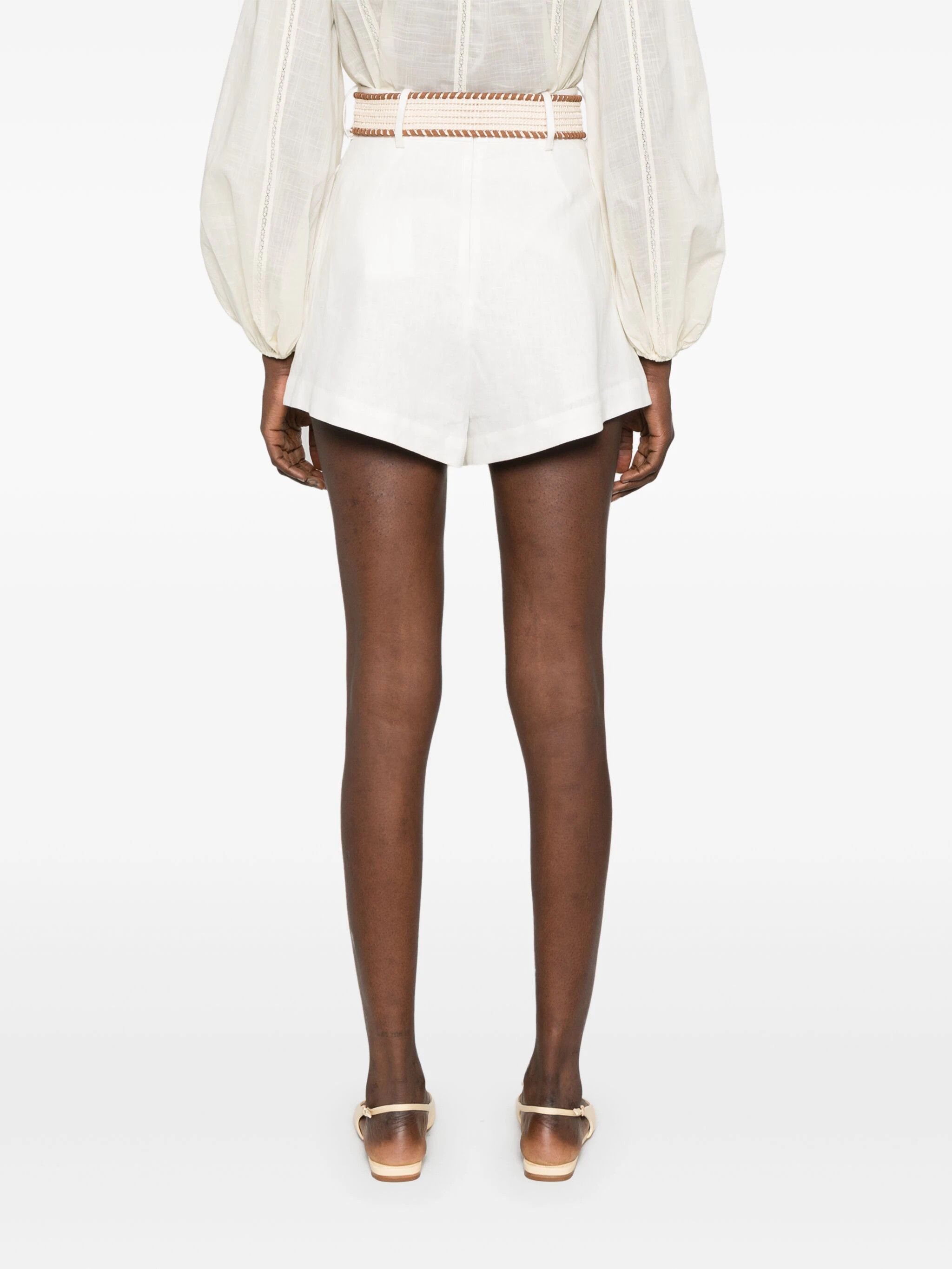Zimmermann o1s22i1n1024 Halliday Linen Tuck Shorts in White Size 30" / US 8 / IT 44 - 4 Thumbnail