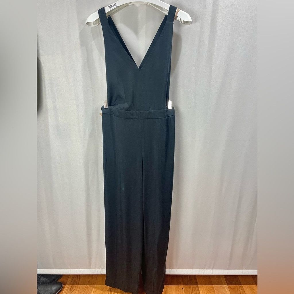 REVOLVE Bobi Black Revolve Black Cross Back Wide Leg Jumpsuit Size S Size 28" / US 6 / IT 42 - 4 Thumbnail