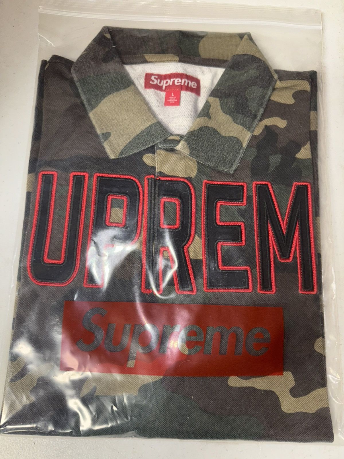 Supreme Twill Appliqué Polo Supreme Twill Appliqué Polo Black Men's - FW25 - US