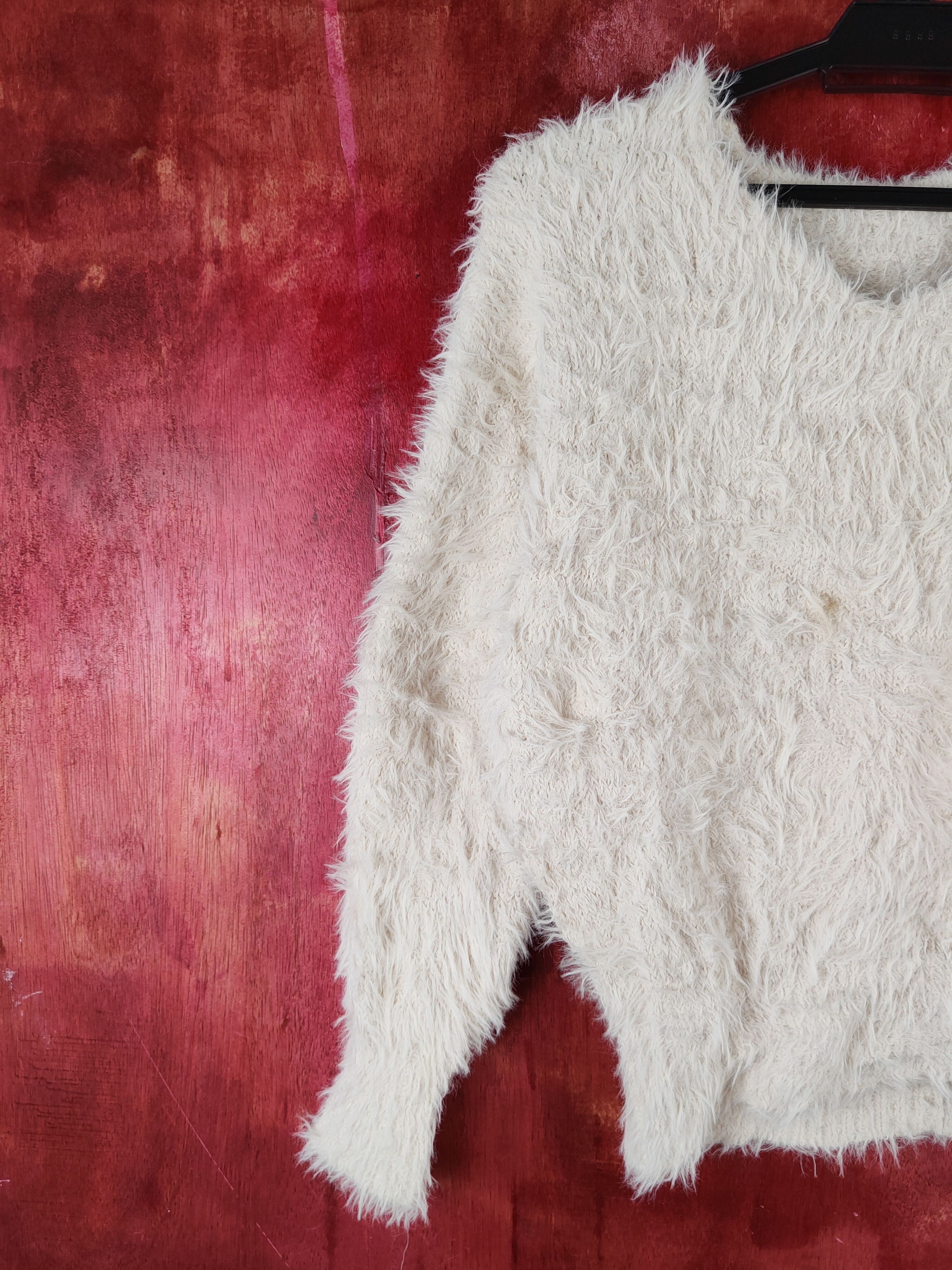 GU GU Cream Shag Shaggy Fur Mohair Knitwear #S2181 Size S / US 4 / IT 40 - 3 Thumbnail