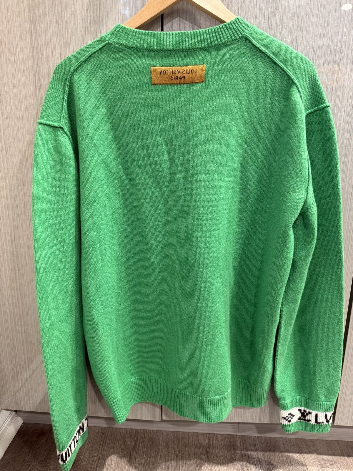 Louis Vuitton Louis Vuitton Green Cuff Logo Knit Sweater Size US L / EU 52-54 / 3 - 2 Thumbnail
