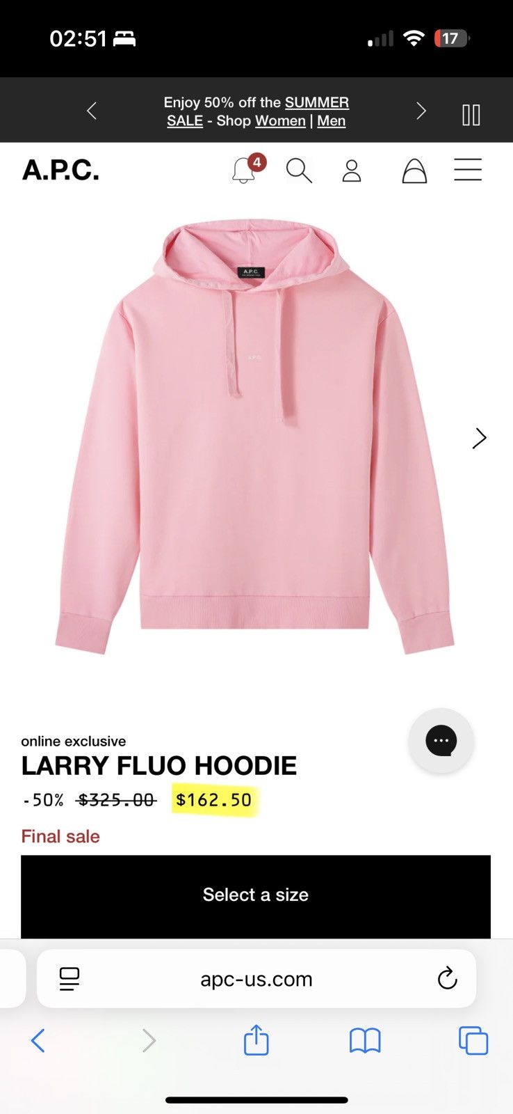 A.P.C. Larry Logo Cotton Hoodie