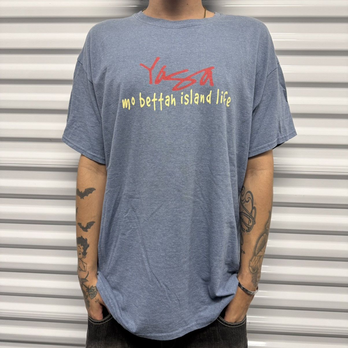 Other Vintage Y2K/2000s Light Blue Yaga Skater Streetwear Tee! Size US XL / EU 56 / 4 - 1 Thumbnail