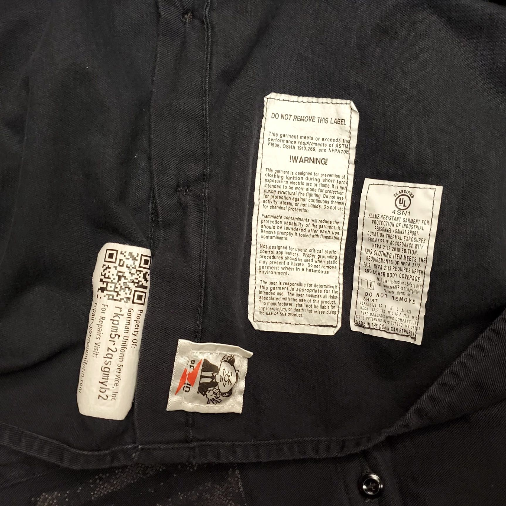 Vintage Reed FR Shirt Men 2XL Navy Black Flame Fire Resistant Long Sleeve Twill Workwear Size US XXL / EU 58 / 5 - 4 Thumbnail
