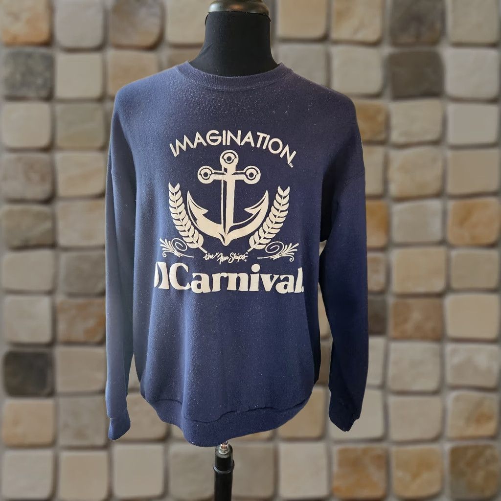 Hanes VINTAGE Hanes 90s Imagination Carnival Sweatshirt Shirt Adult XL Navy Blue Size US XL / EU 56 / 4 - 1 Thumbnail