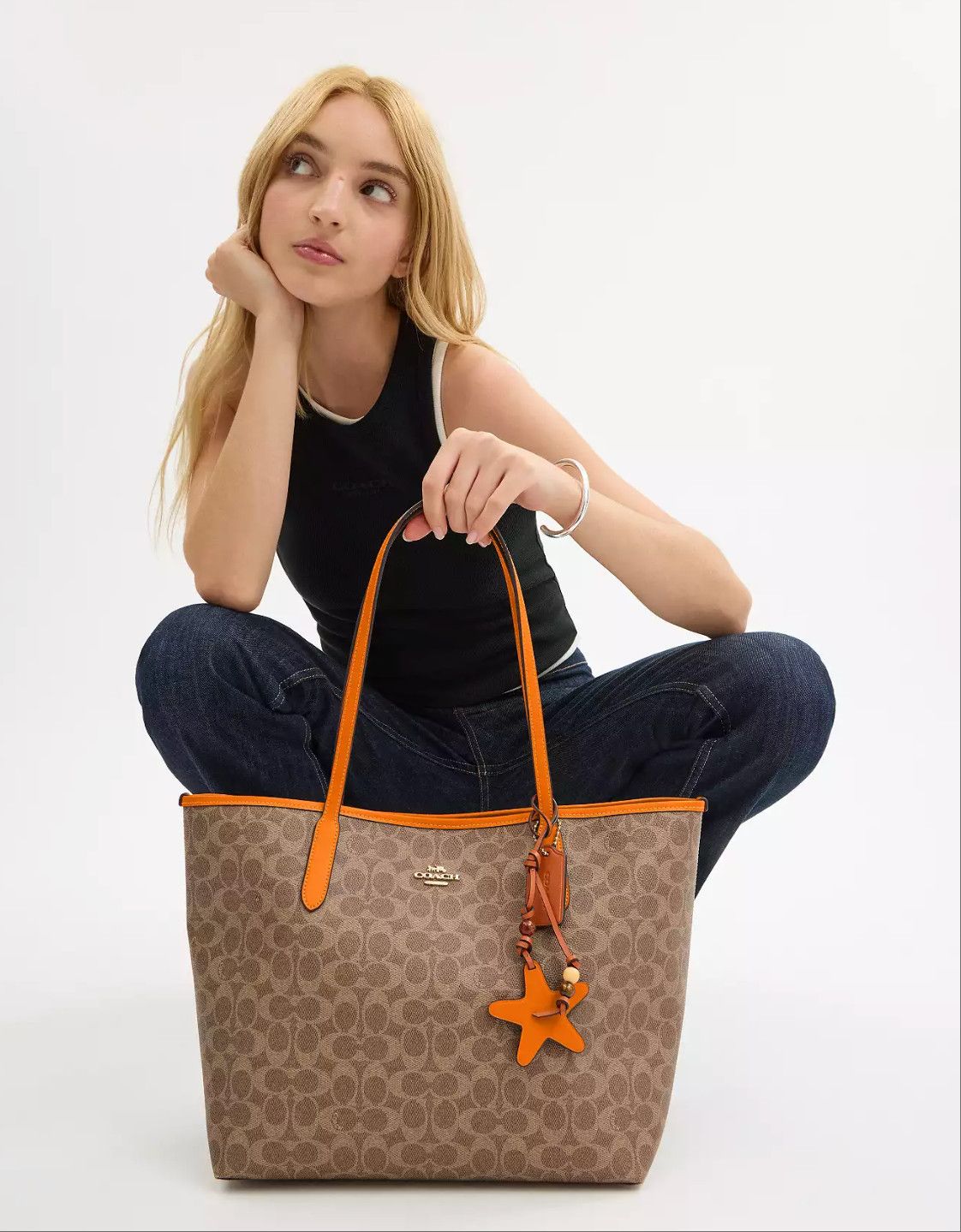 Coach City Tote Bag In Signature Canvas With Star Charm CBH77 Size ONE SIZE - 8 Thumbnail