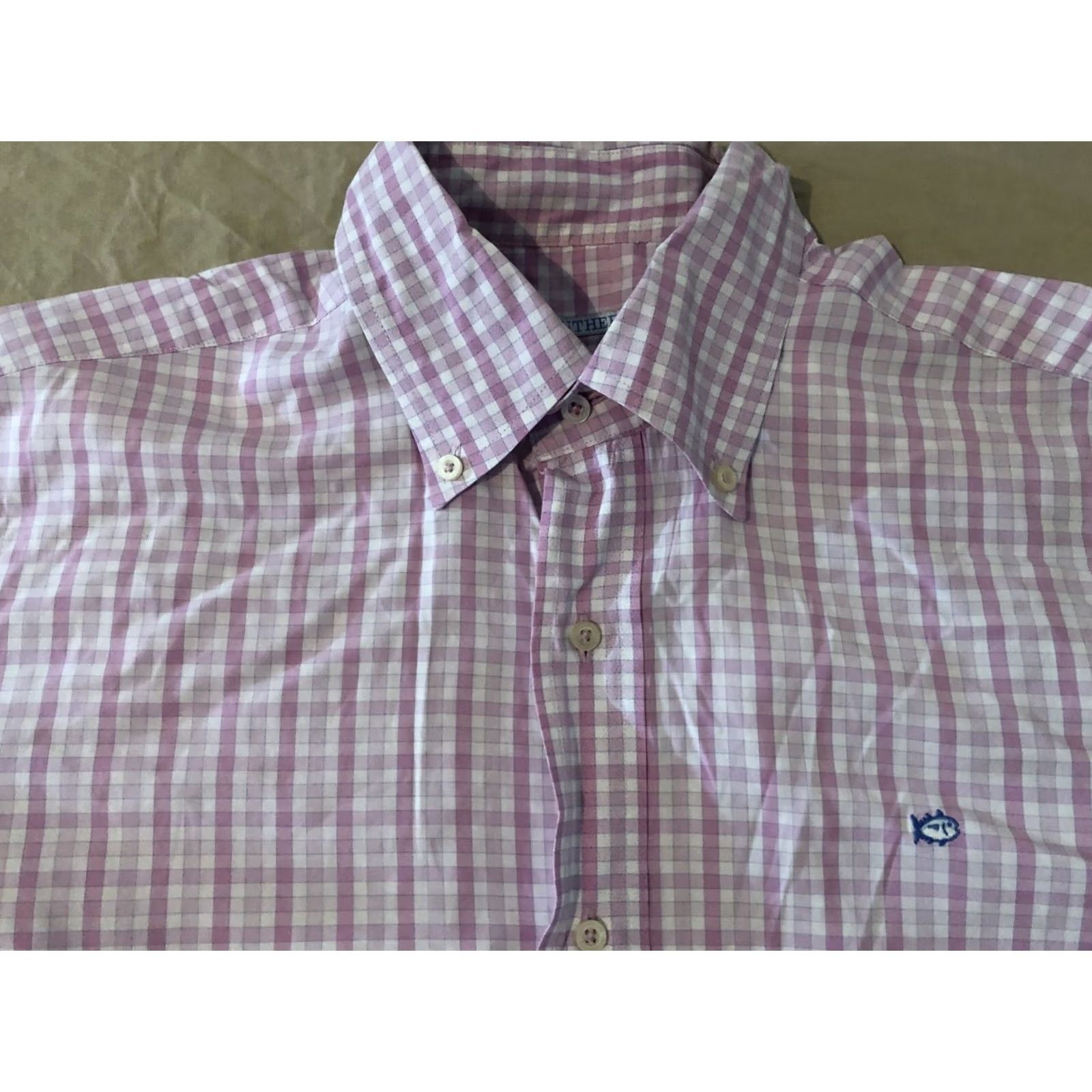 Southern Tide Southern Tide Shirt Mens M Purple Plaid Dress Button Size 40R - 2 Thumbnail