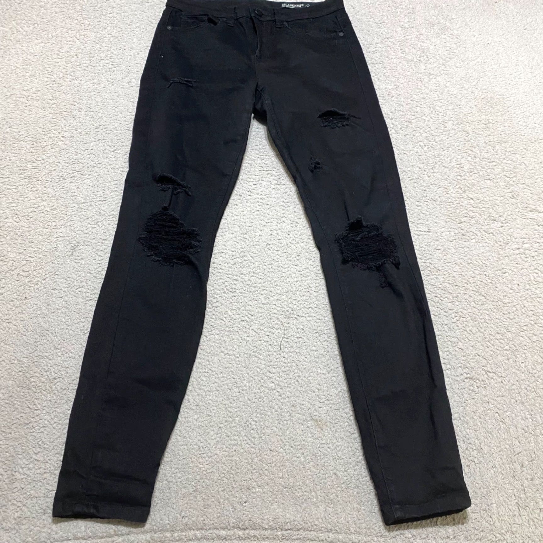 Vintage BLANKNYC Jeans Womens Dark Wash Skinny Distressed Mid Rise 28 Black Denim 5-Pocket Size 27" / US 4 / IT 40 - 2 Thumbnail