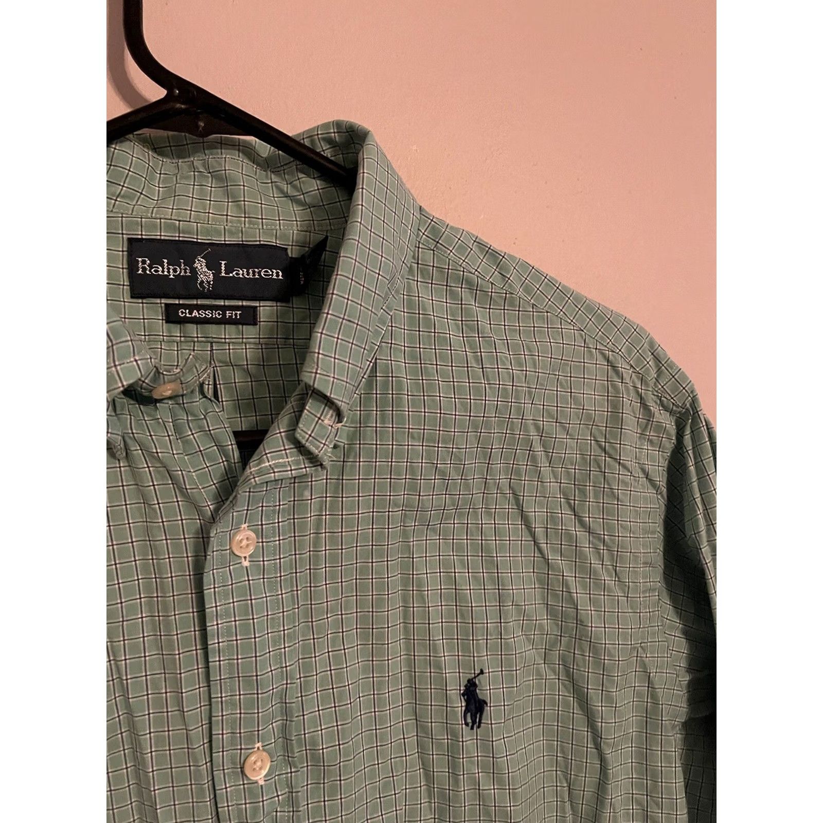 Polo Ralph Lauren Polo Ralph Lauren Shirt Green Check Classic Fit Button Up Mens 15.5 32/33 L/S Size US L / EU 52-54 / 3 - 2 Thumbnail