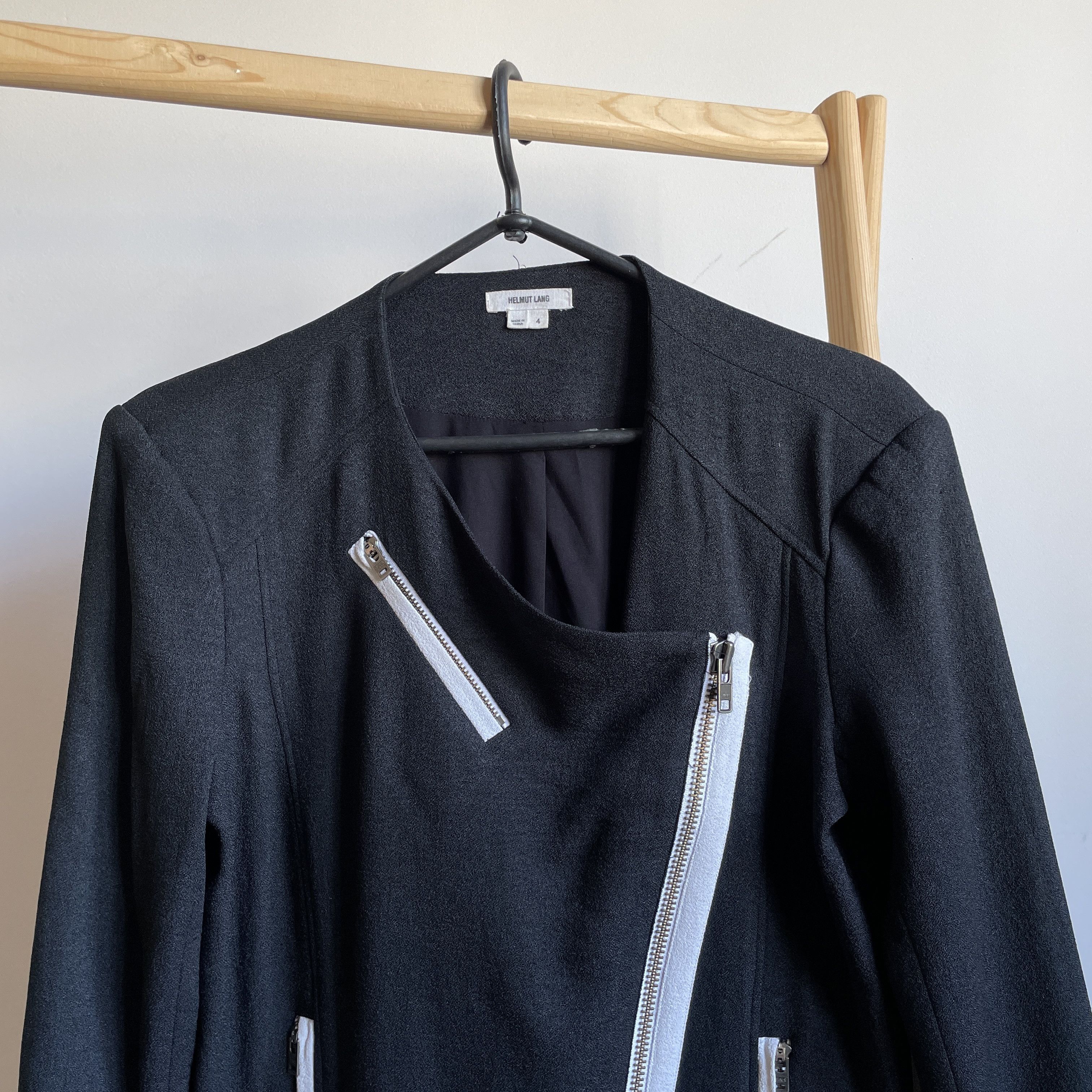 Helmut Lang Helmut Lang Womens Collarless Moto Asymmetrical Zip Jacket Size S / US 4 / IT 40 - 7 Thumbnail