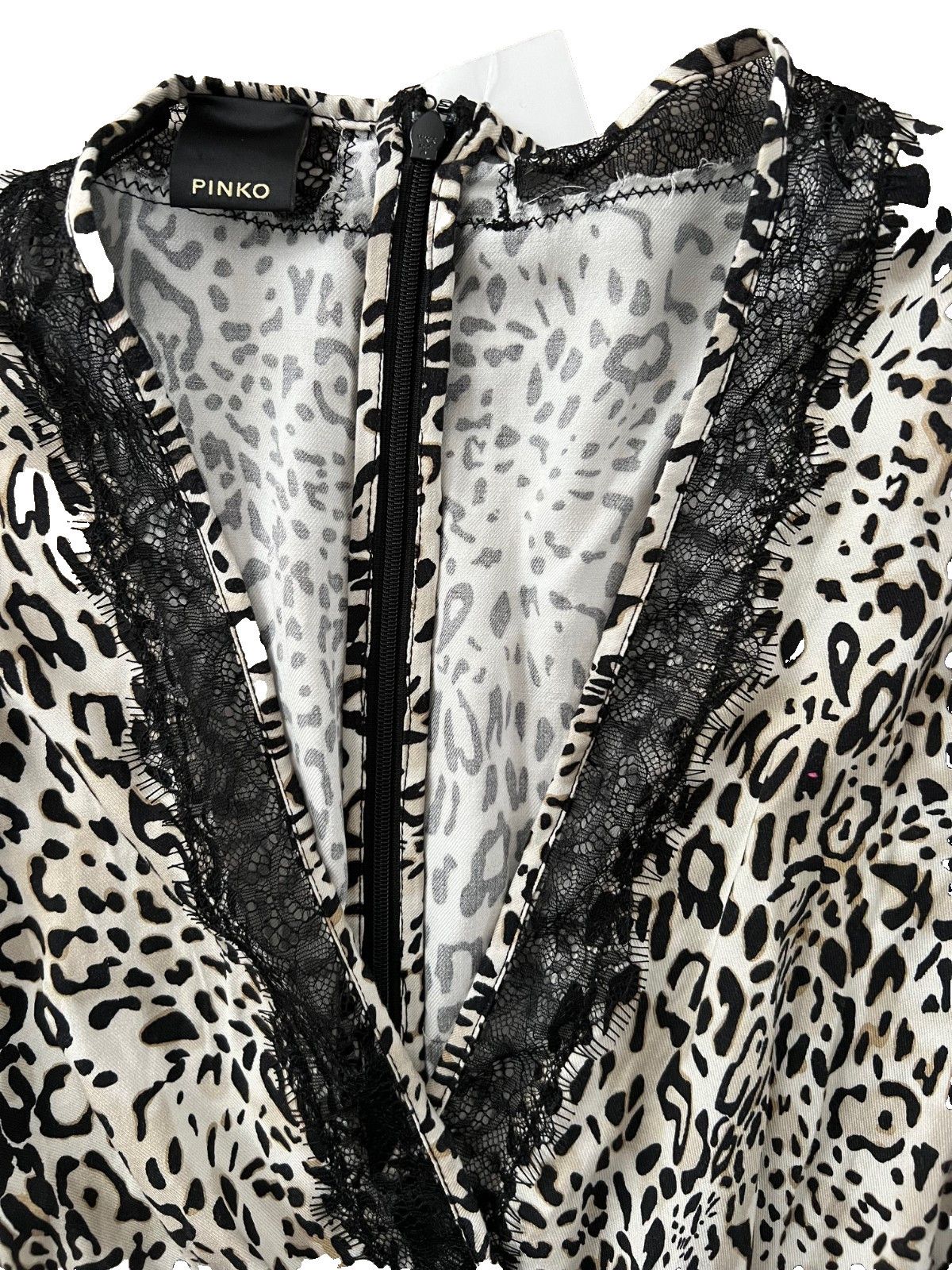 Pinko PINKO Animal Print Leopard V-Neck Lace Dress ( US 2 ) Size XS / US 0-2 / IT 36-38 - 6 Thumbnail