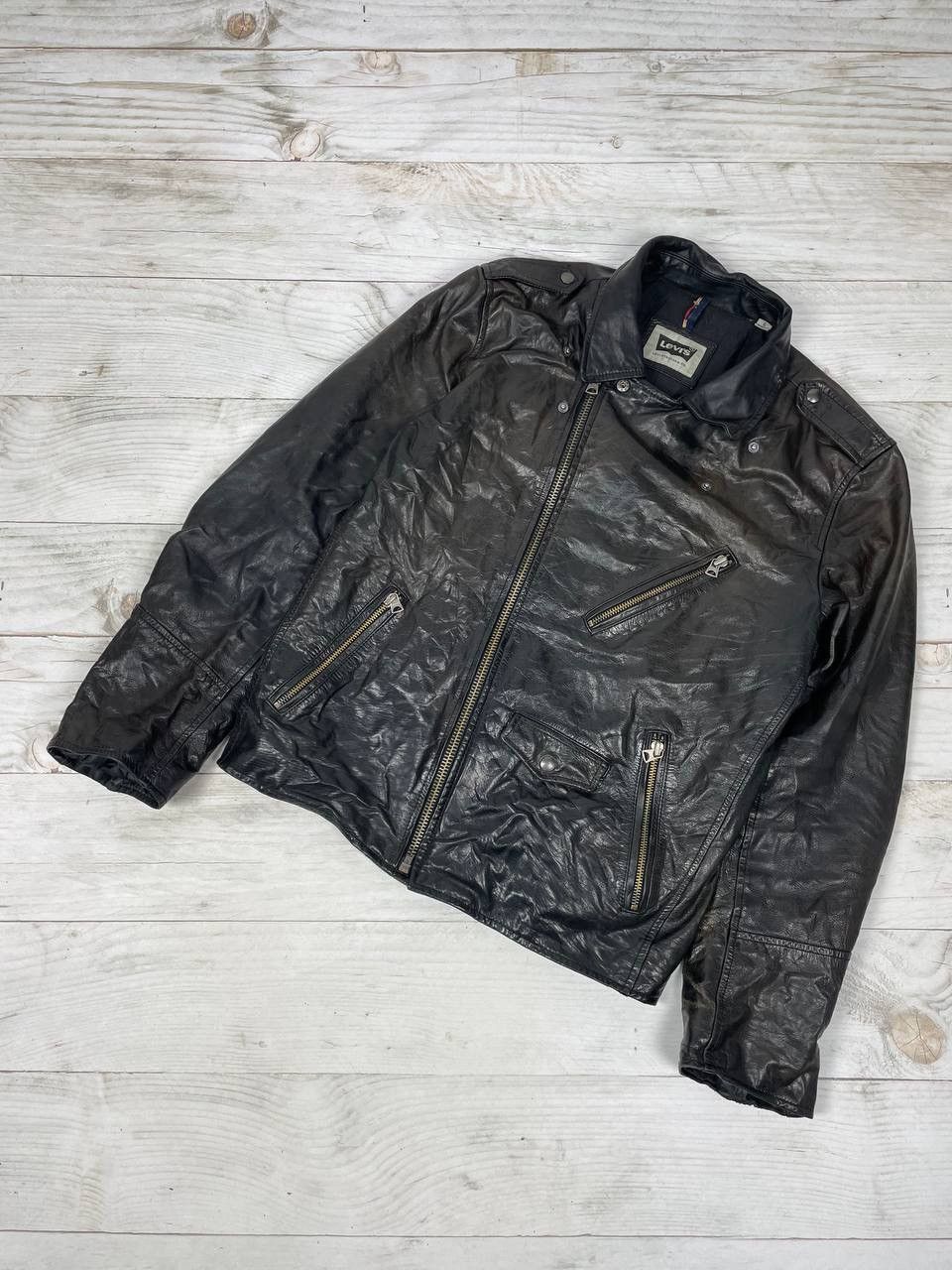 Levi's Levis Leather Biker Moto Jacket Size US L / EU 52-54 / 3 - 1 Thumbnail