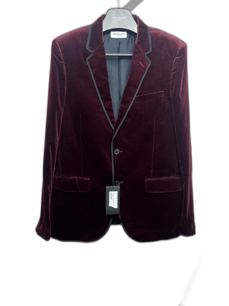 Saint Laurent Burgundy Velvet Blazer Size 48-2506