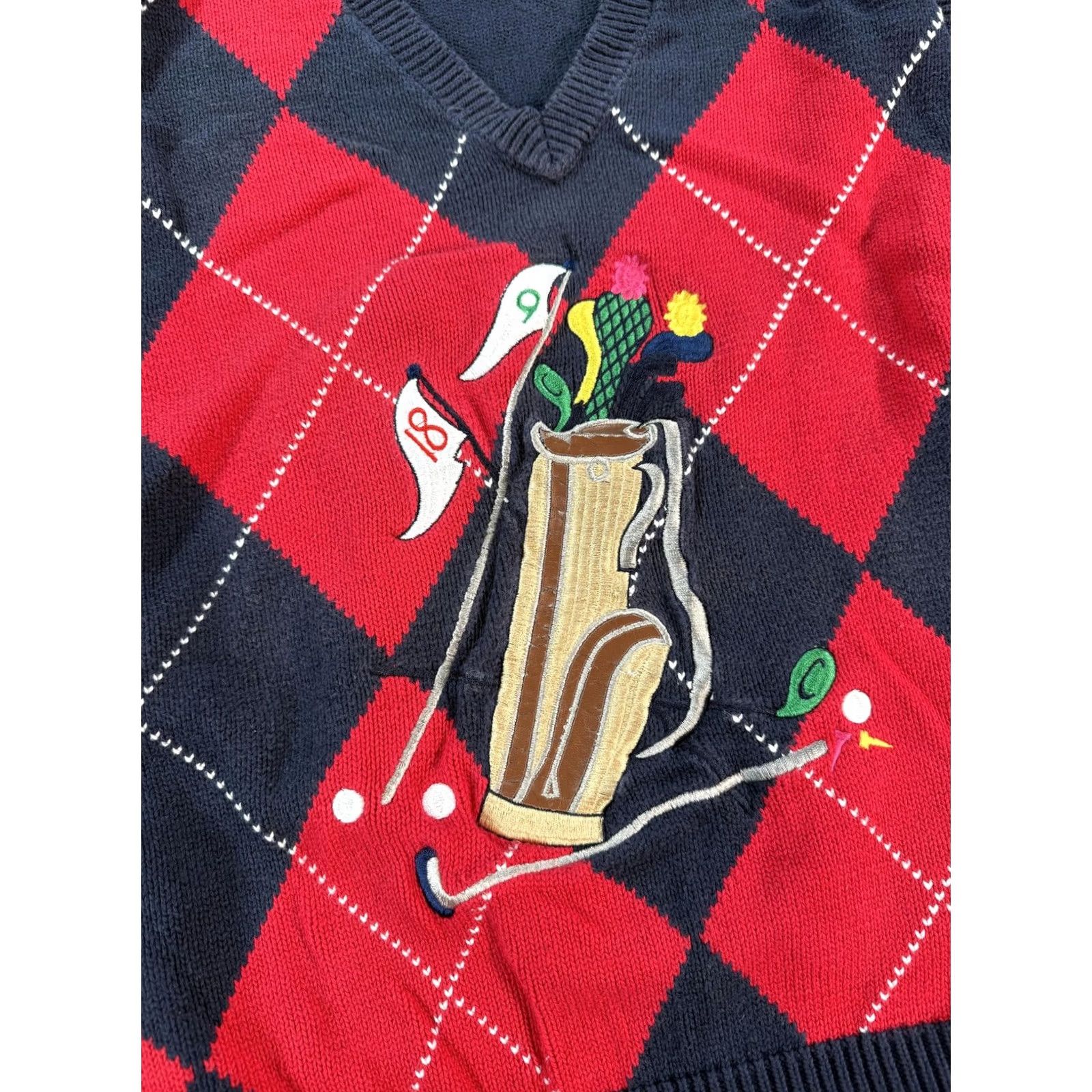 Vintage VINTAGE Rafaella Sweater Vest Mens Medium Red Black Argyle Golf Graphic 90s Bag Size US L / EU 52-54 / 3 - 2 Thumbnail