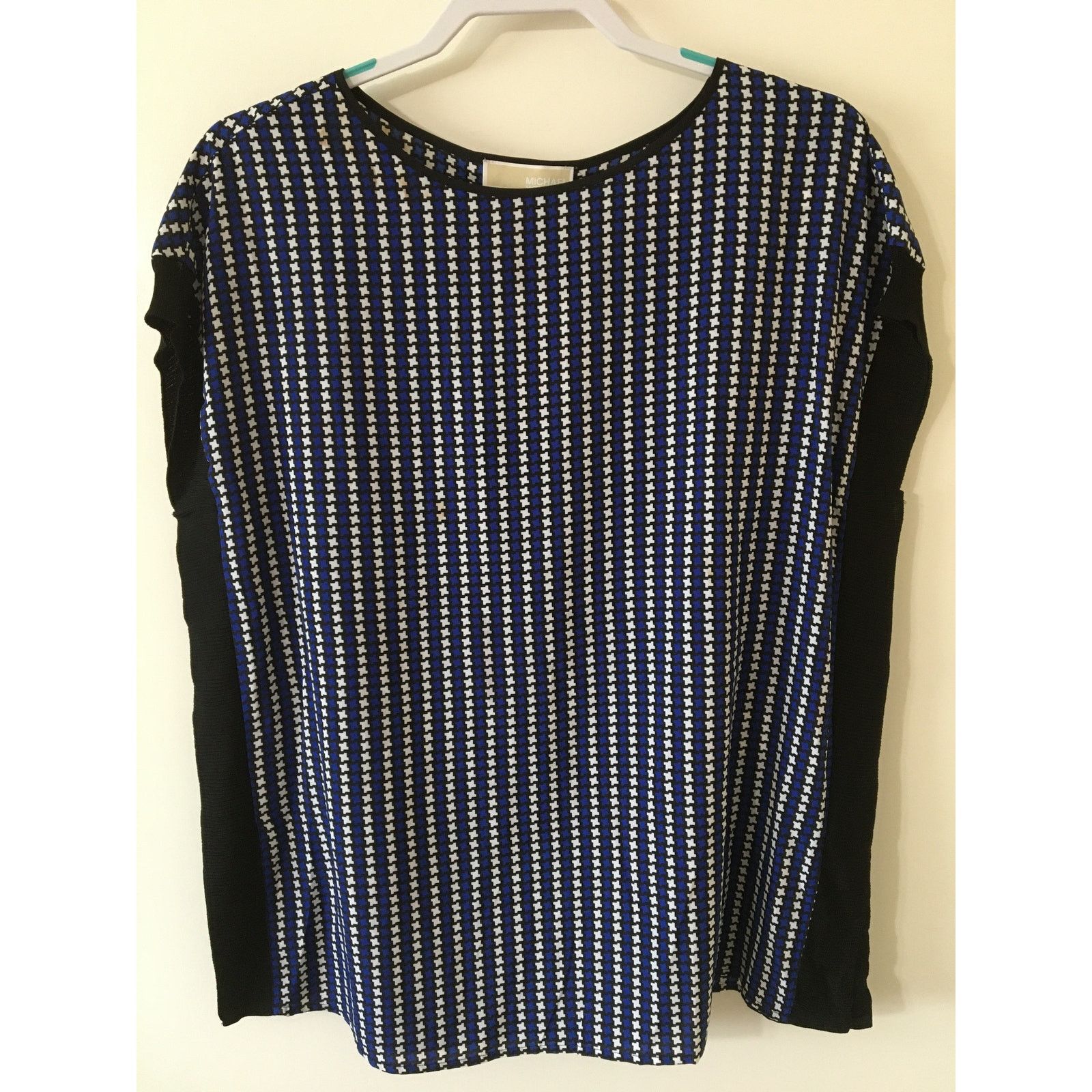 Michael Kors NWT Michael Kors Cap Sleeve Royal Blue, White & Black Blouse Size S / US 4 / IT 40 - 2 Thumbnail