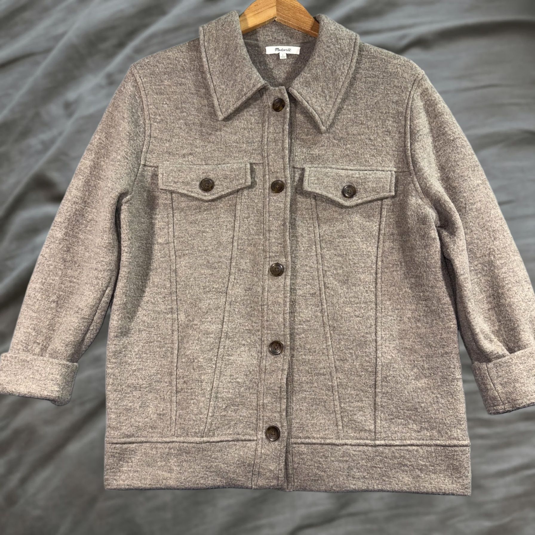 Madewell VINTAGE Madewell Jacket Womens Small Gray Merino Wool Knit Button Front Pockets Size S / US 4 / IT 40 - 1 Thumbnail